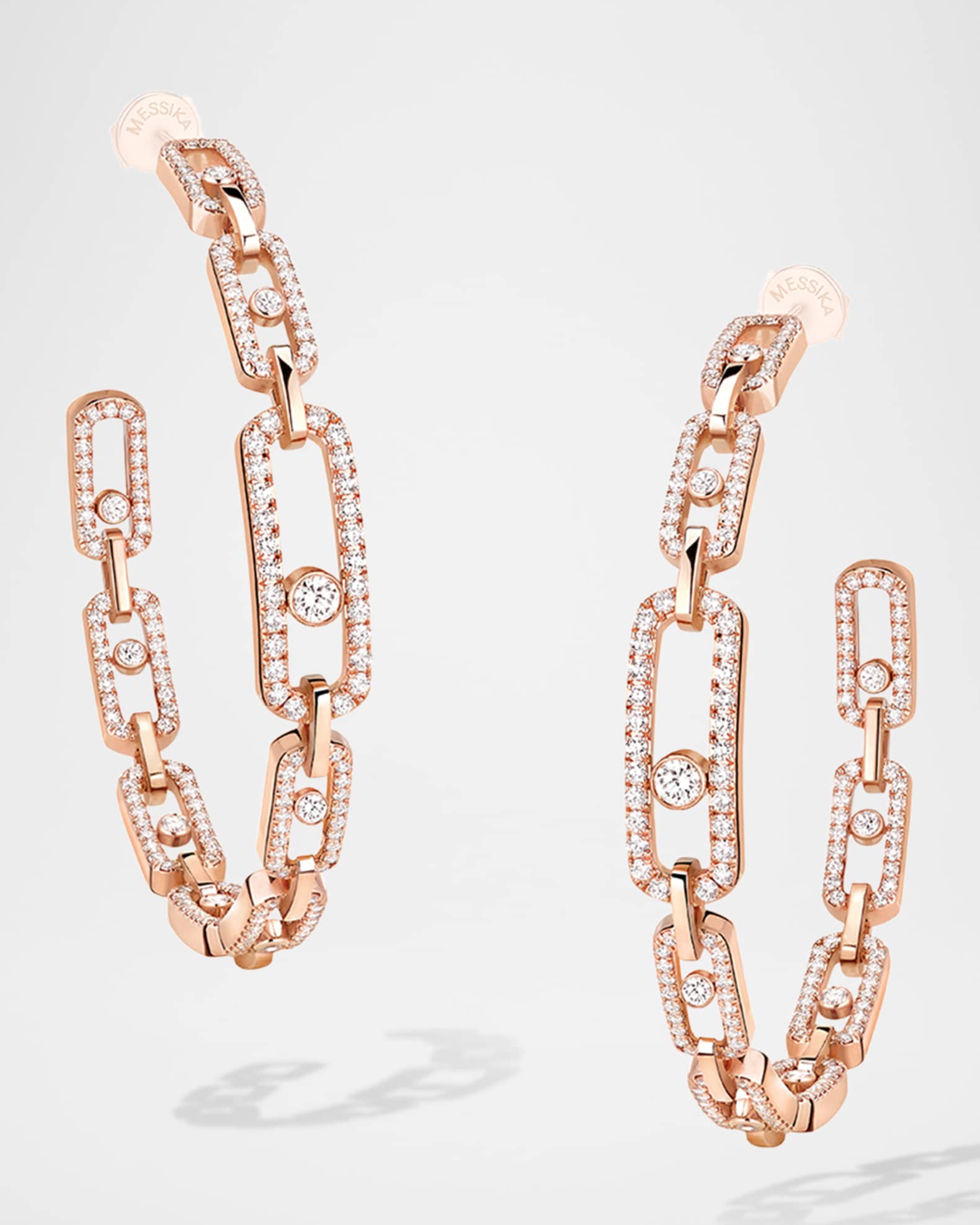 MOVE LINK 18K MEDIUM DIAMOND HOOP EARRINGS 0