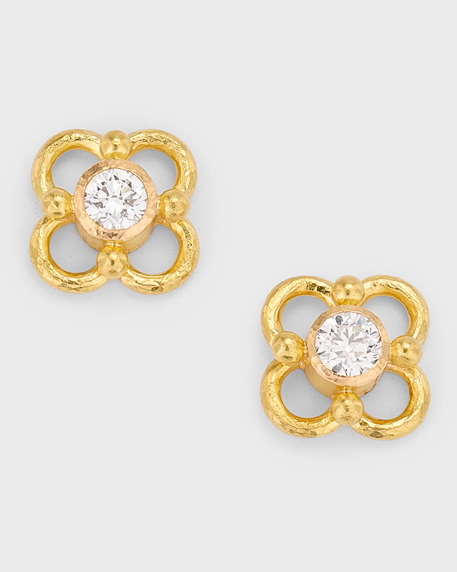 19K Round 4mm Diamond Stud Earrings with Wire Arches 0