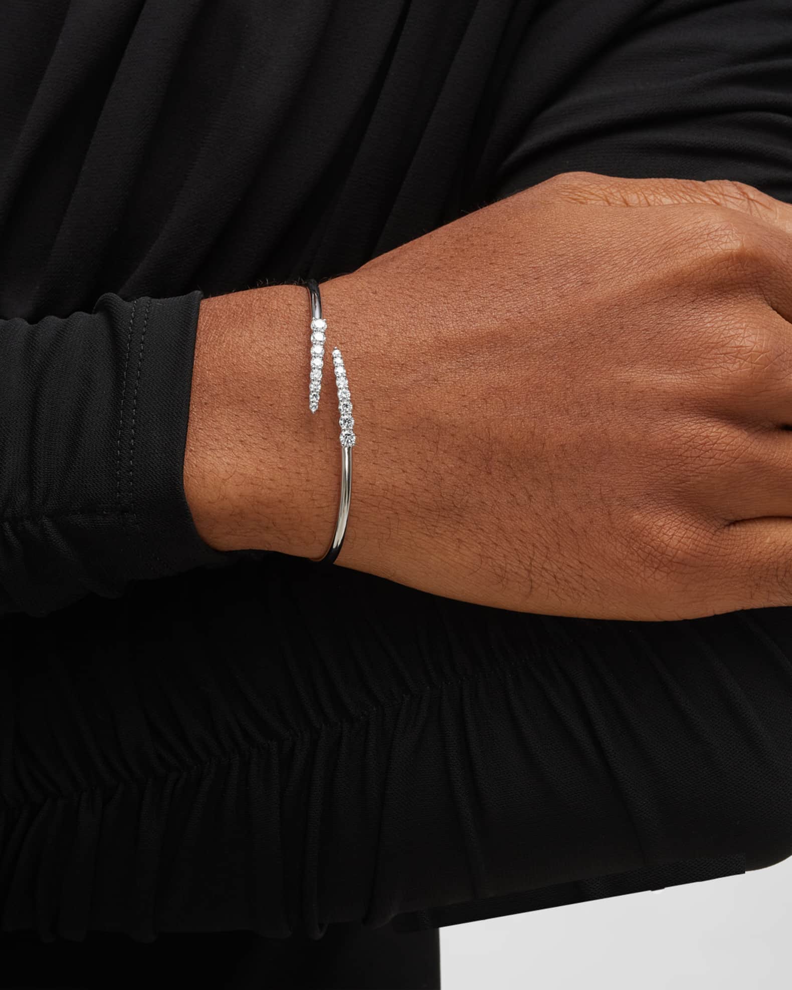 White Gold Diamond Bypass Bracelet 1