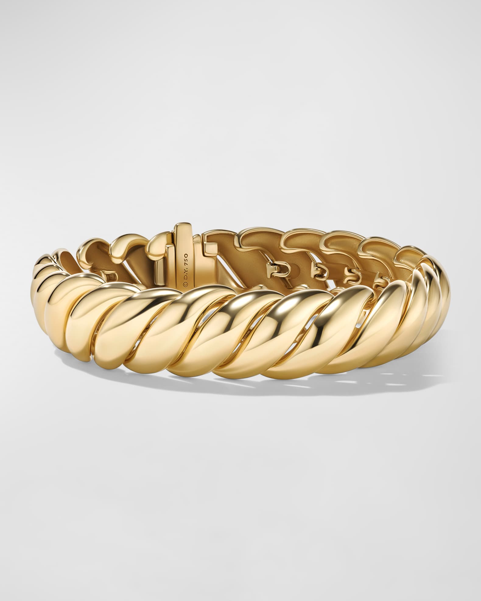 14mm Sculpted Cable Bracelet in 18K Gold 0
