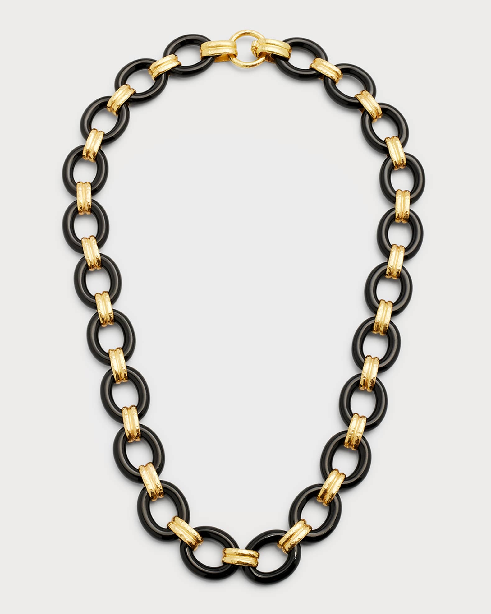 Black Jade and 19k Gold Necklace, 17"L 0