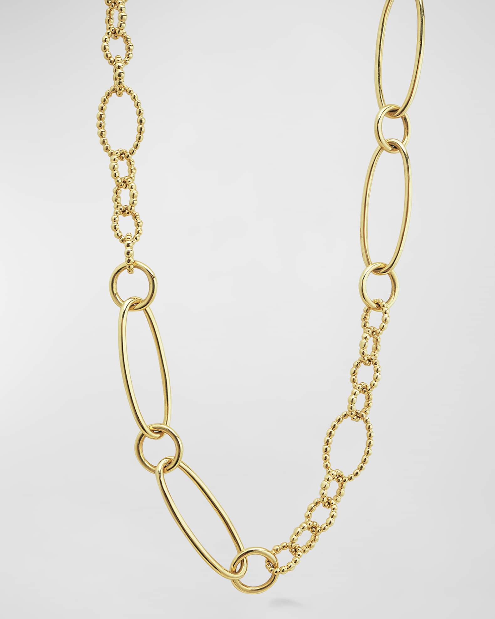 LAGOS 18k Gold Caviar Fluted & Smooth Chainlink Necklace