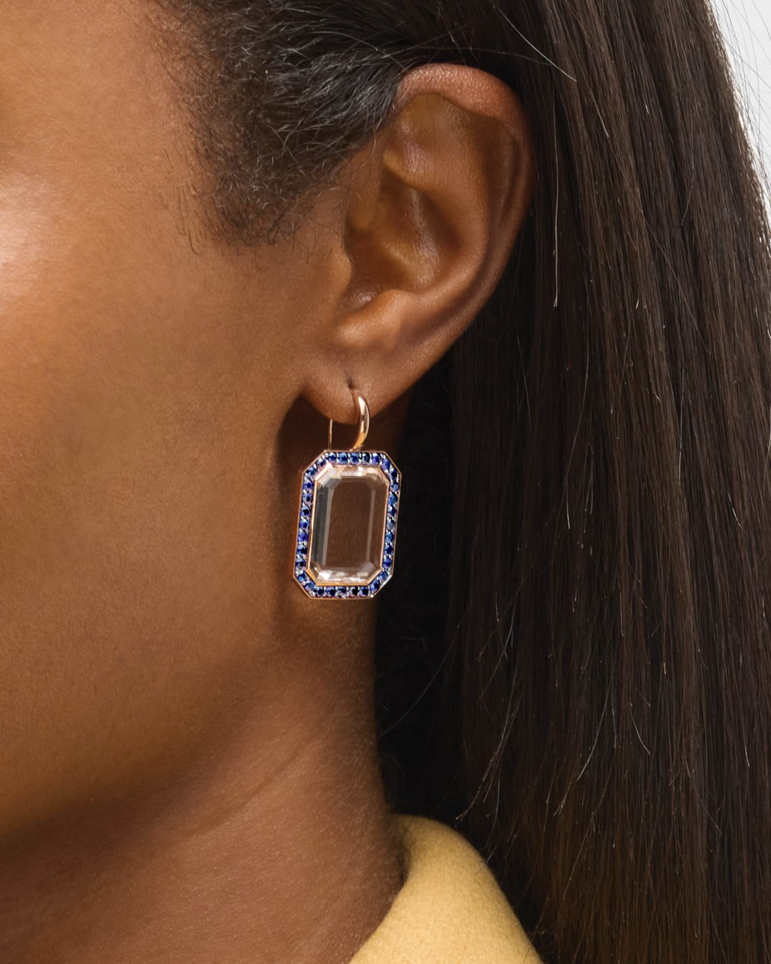18K Pink Sapphire and Rock Crystal Drop Earrings 1