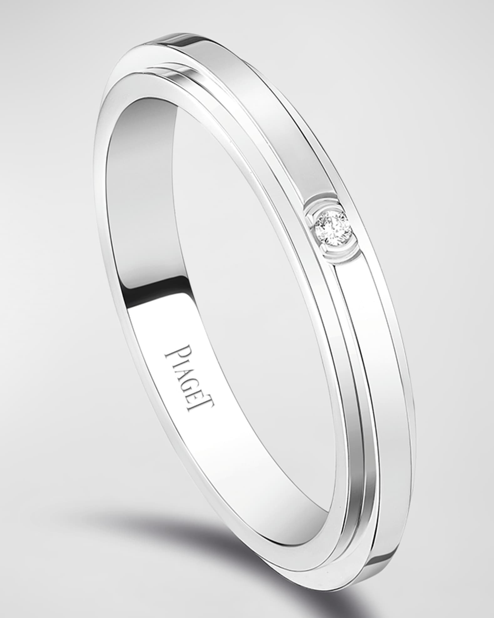 Piaget Women s Possession 18K White Gold 0.01 TCW Diamond Wedding Band White Gold Size 5.25
