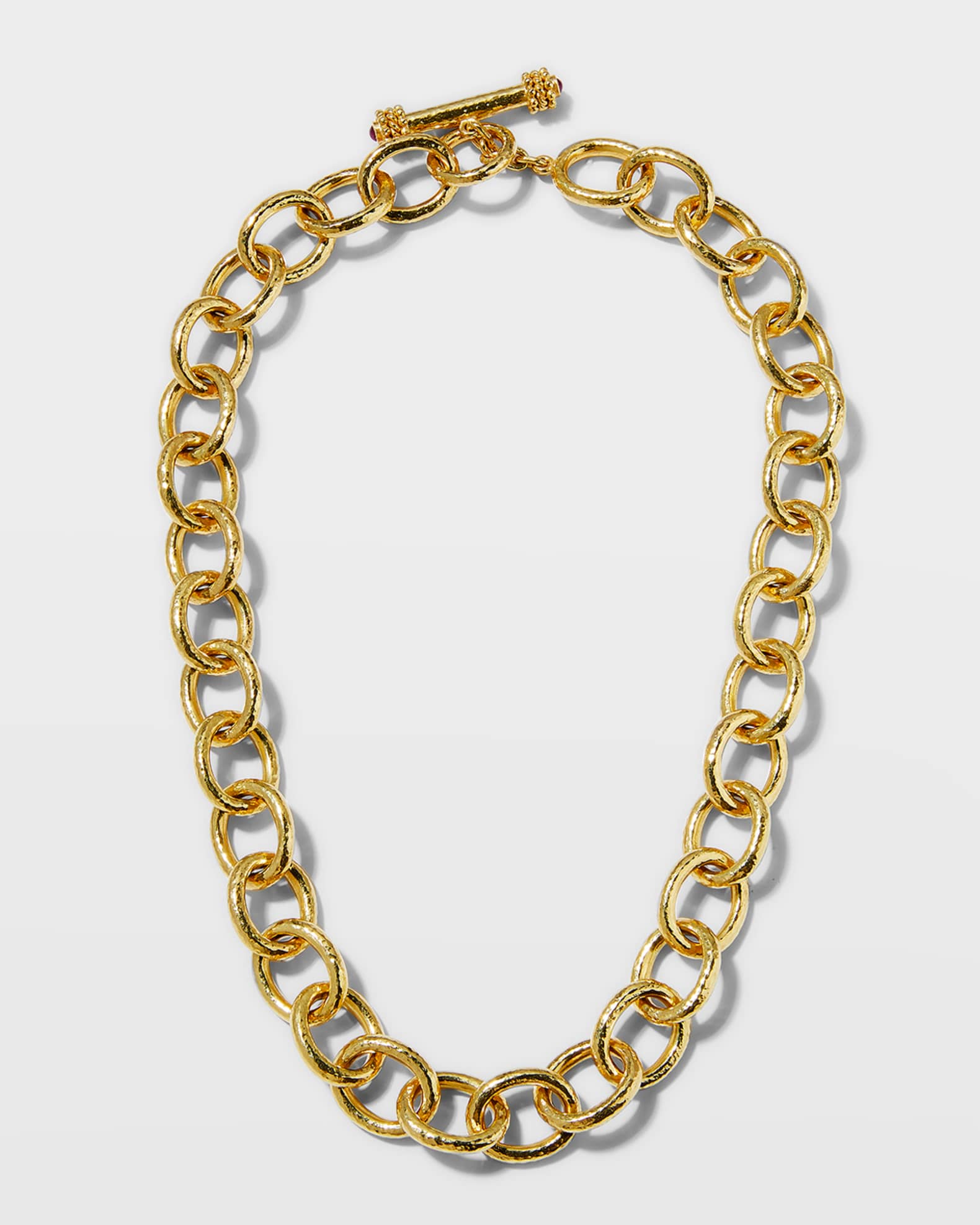 19K Hammered Volterra Link Necklace, 17"L 0