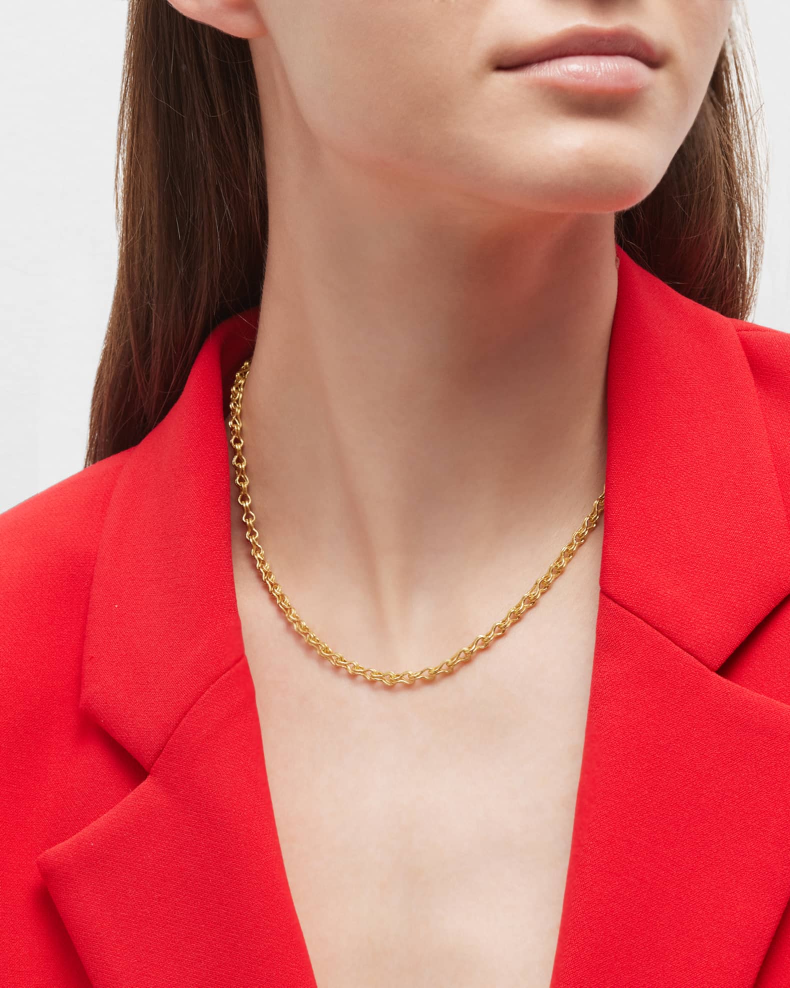 19K Yellow Gold Giulia Link Necklace with Toggle, 17"L 1