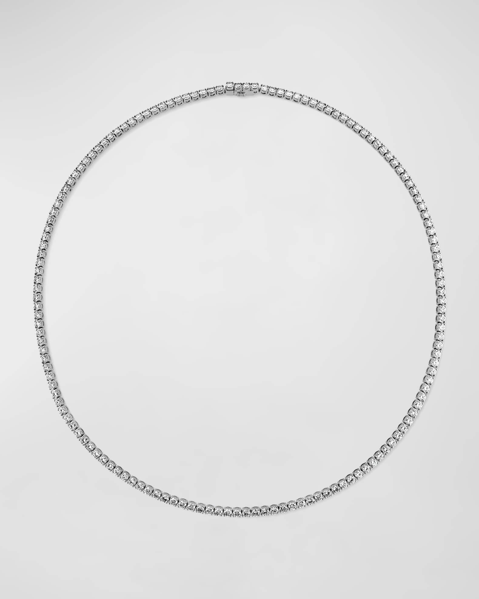 18k White Gold Diamond Straight Line Necklace, 16.5"L, 9.85-10.22tcw 0