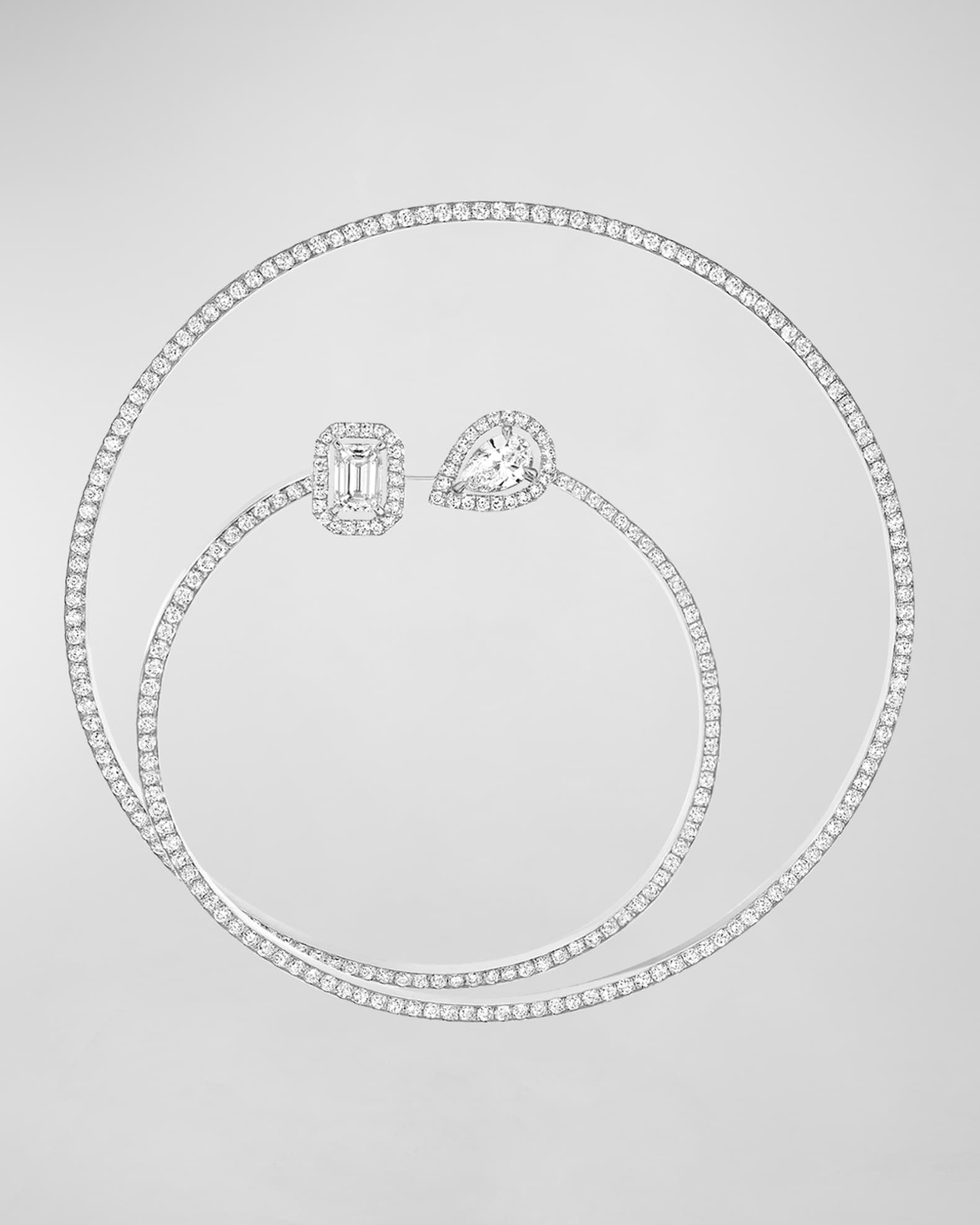 Messika My Twin Pave 18K White Gold Diamond Hoop Earring, Single