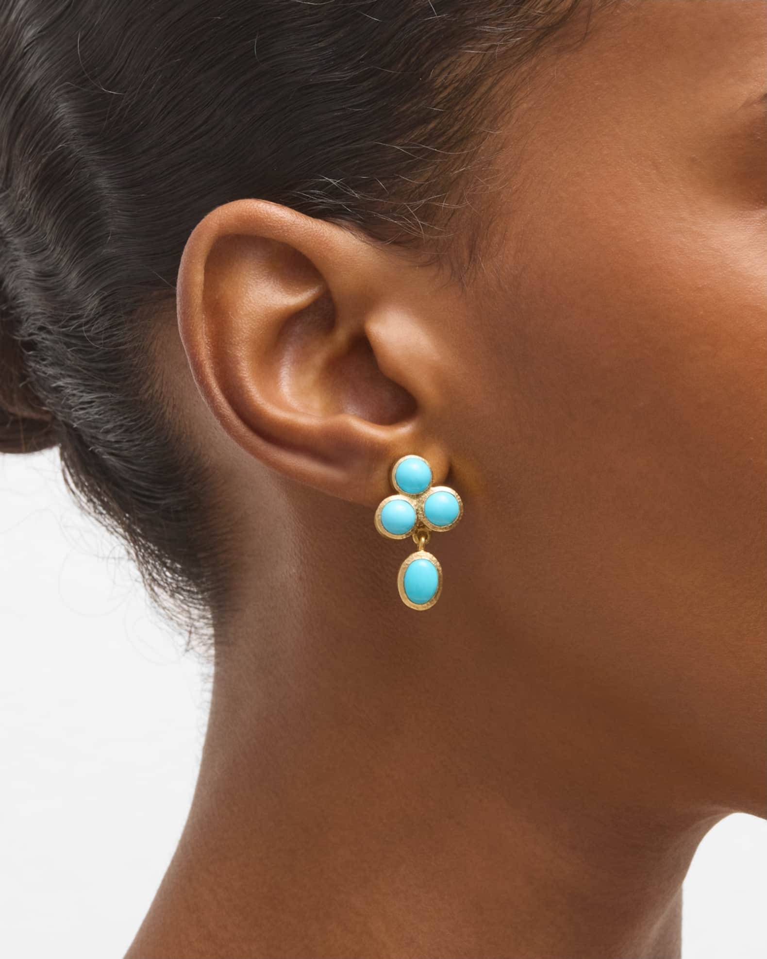 19k Yellow Gold Sleeping Beauty Turquoise Earrings 1