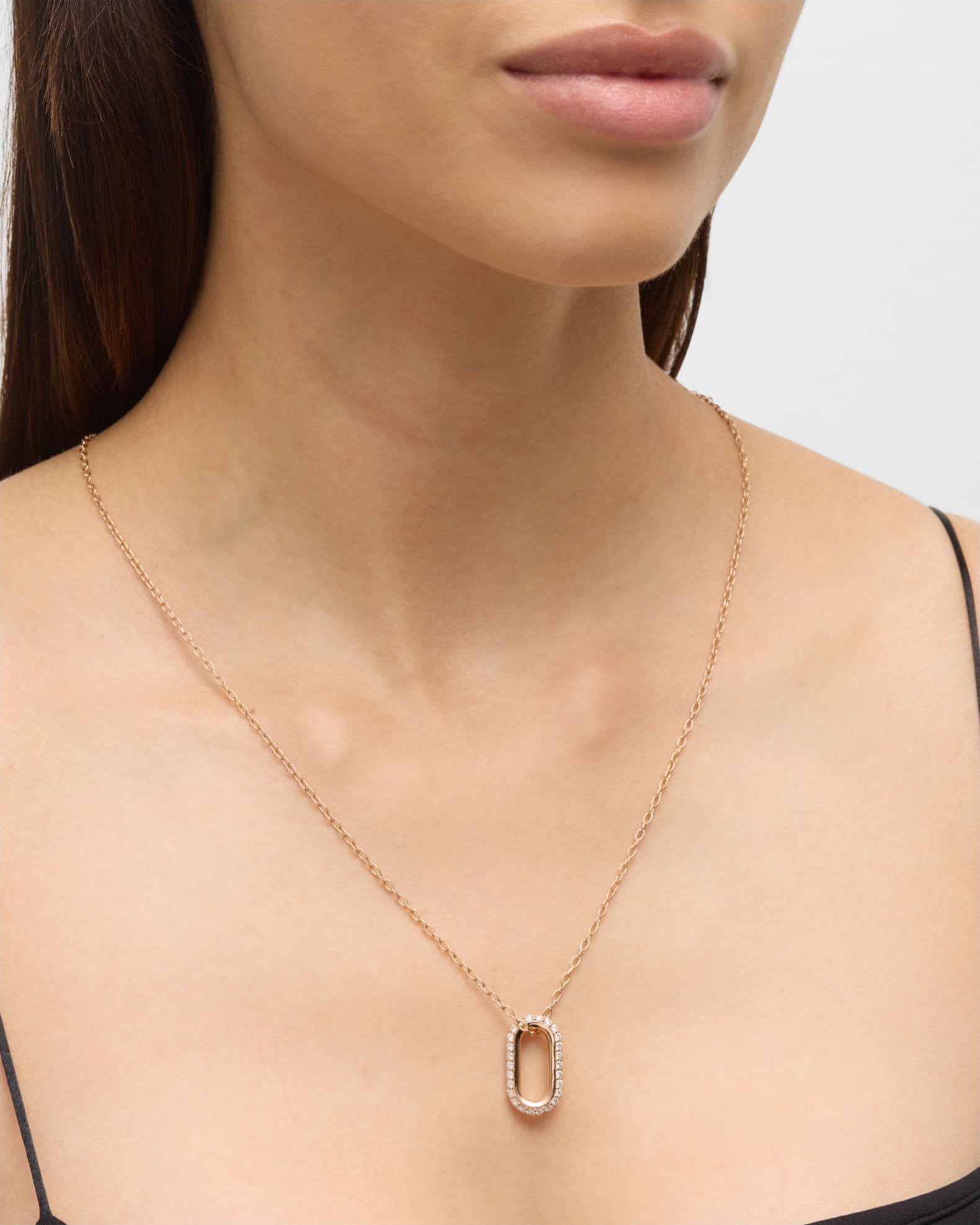Saxon 18K Rose Gold Diamond Link on Chain Necklace, 24"L 1
