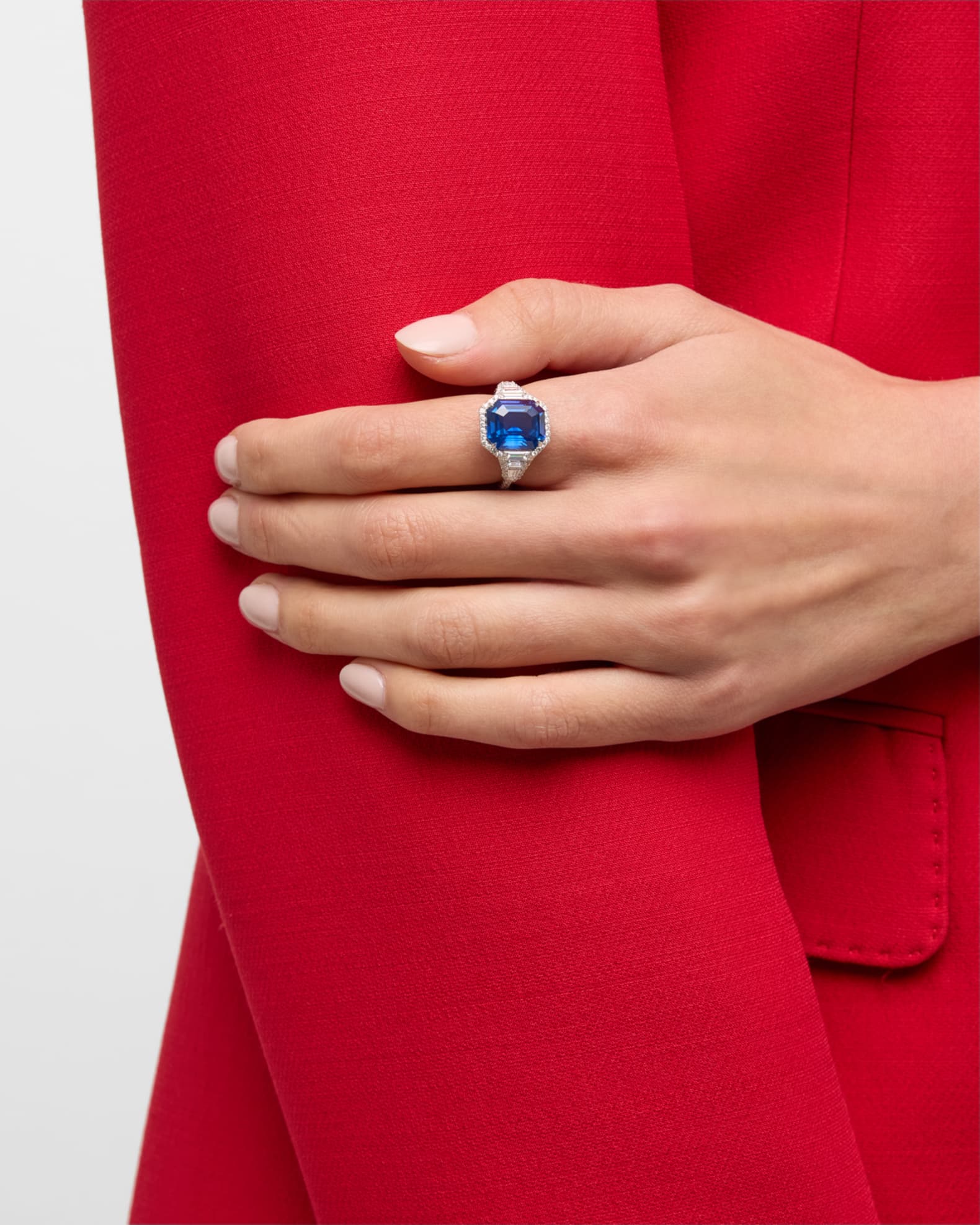 Platinum Sapphire Diamond Ring, Size 5.5 1