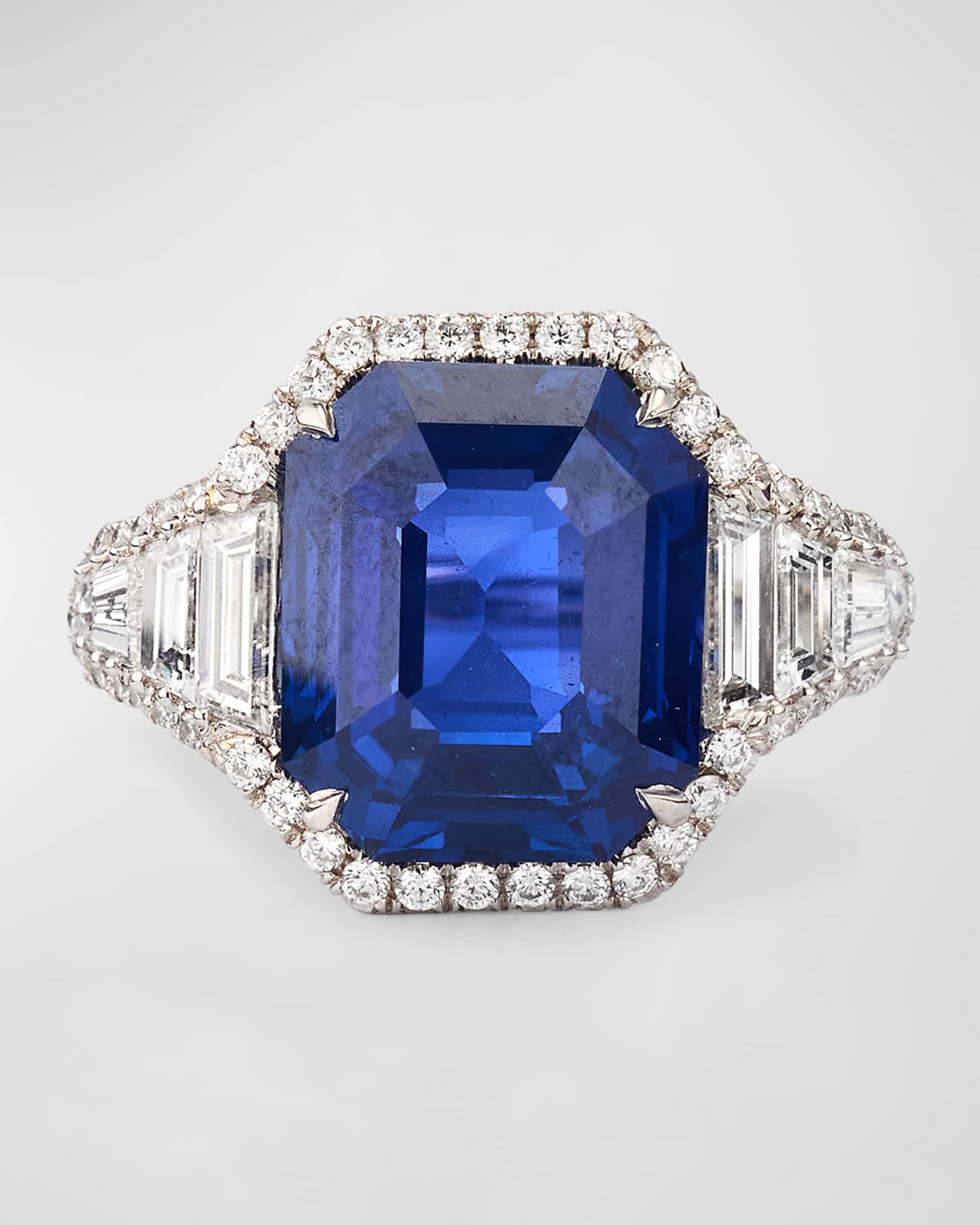Platinum Sapphire Diamond Ring, Size 5.5 0