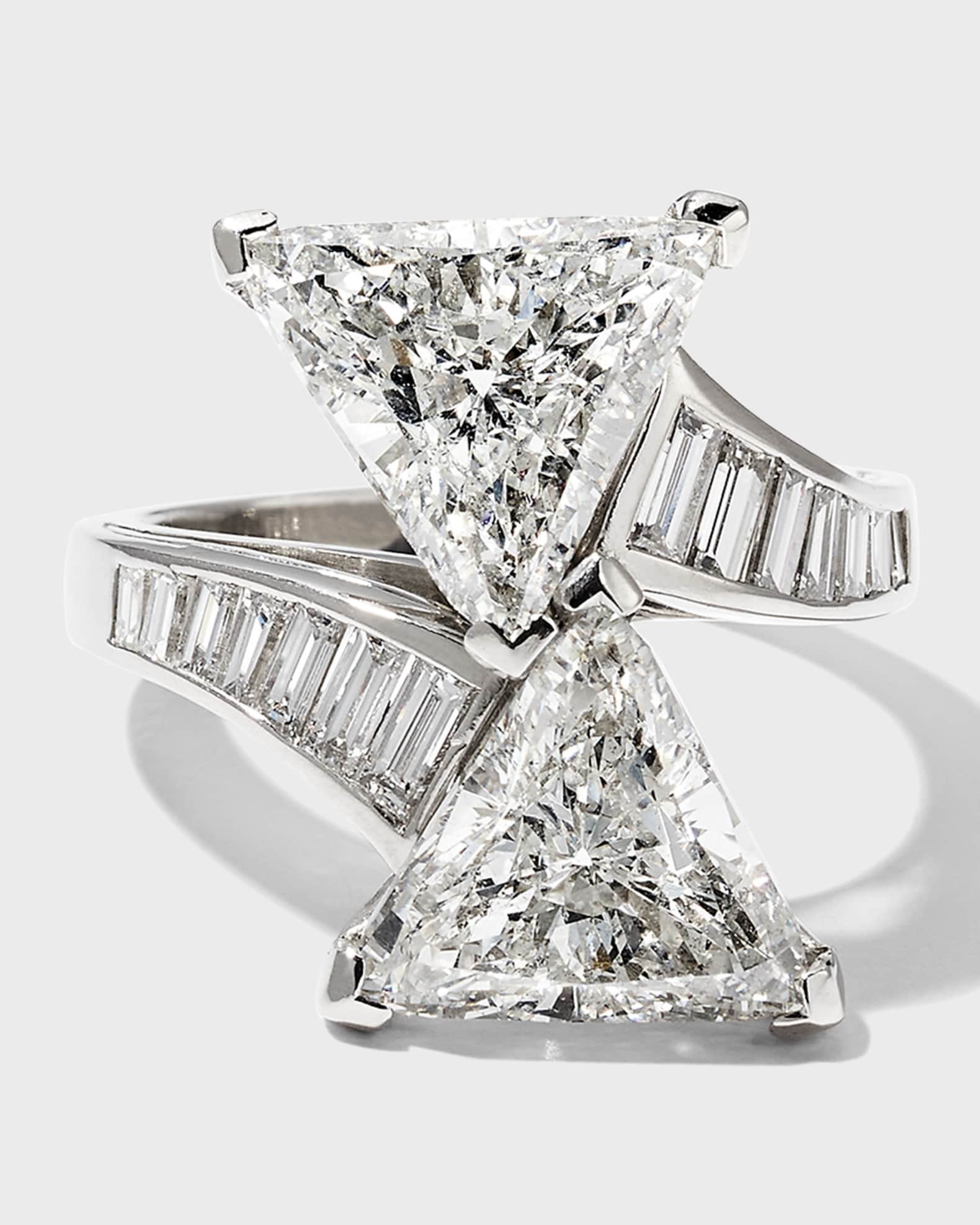 Platinum Trillion and Baguette Diamond Ring, Size 6.25 0
