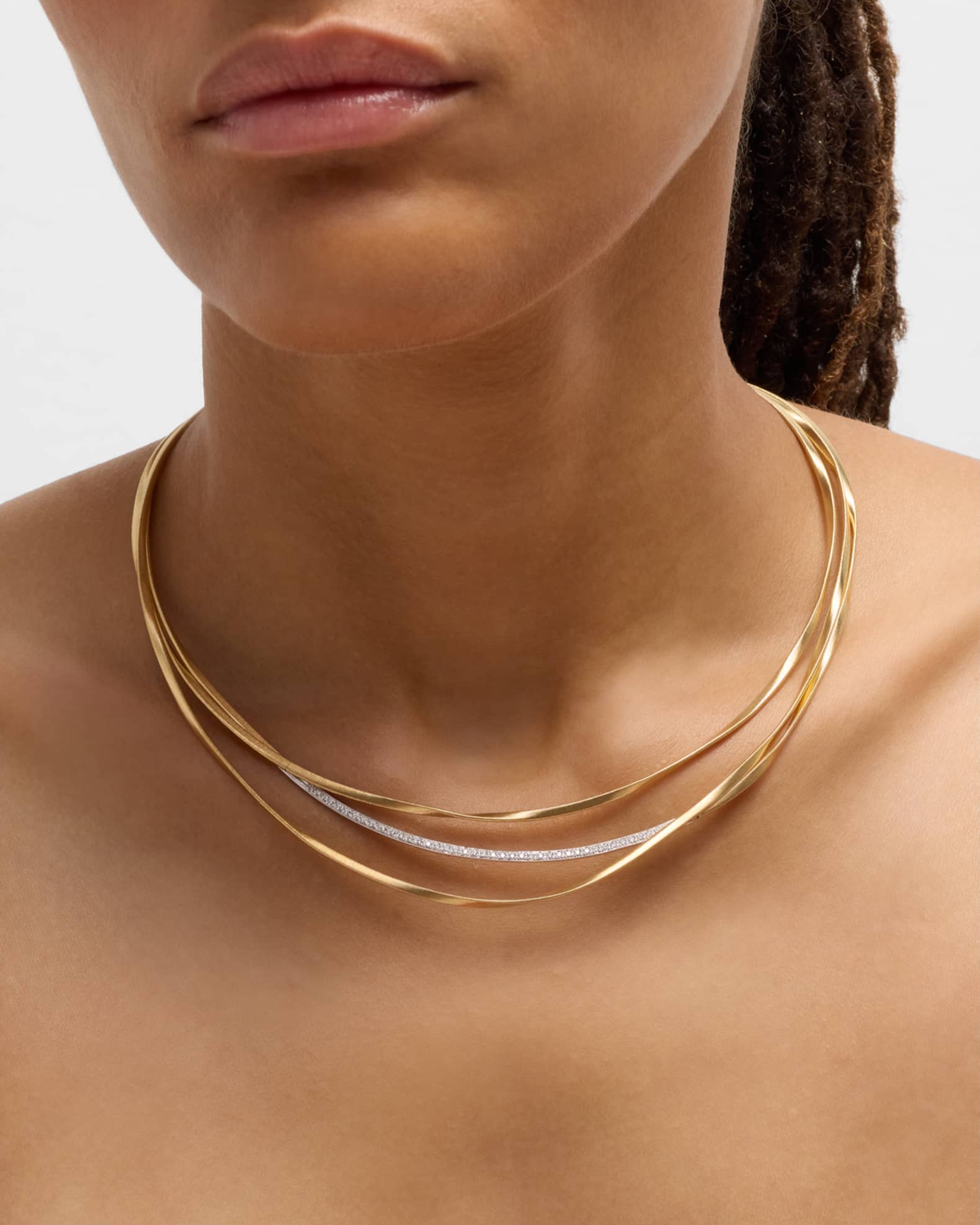 18K Yellow Gold Marrakech Three Strand Necklace with Diamonds 1
