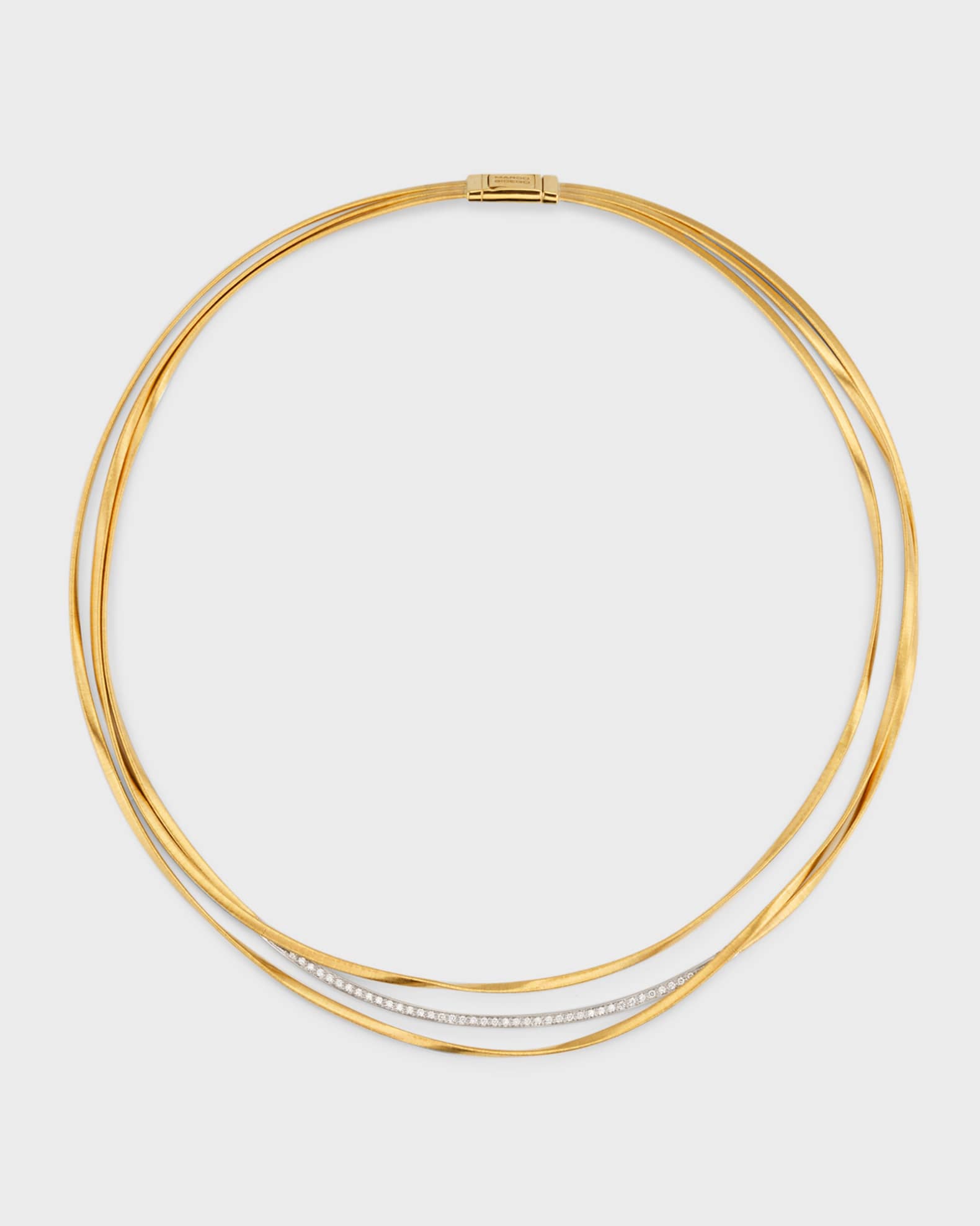 18K Yellow Gold Marrakech Three Strand Necklace with Diamonds 0