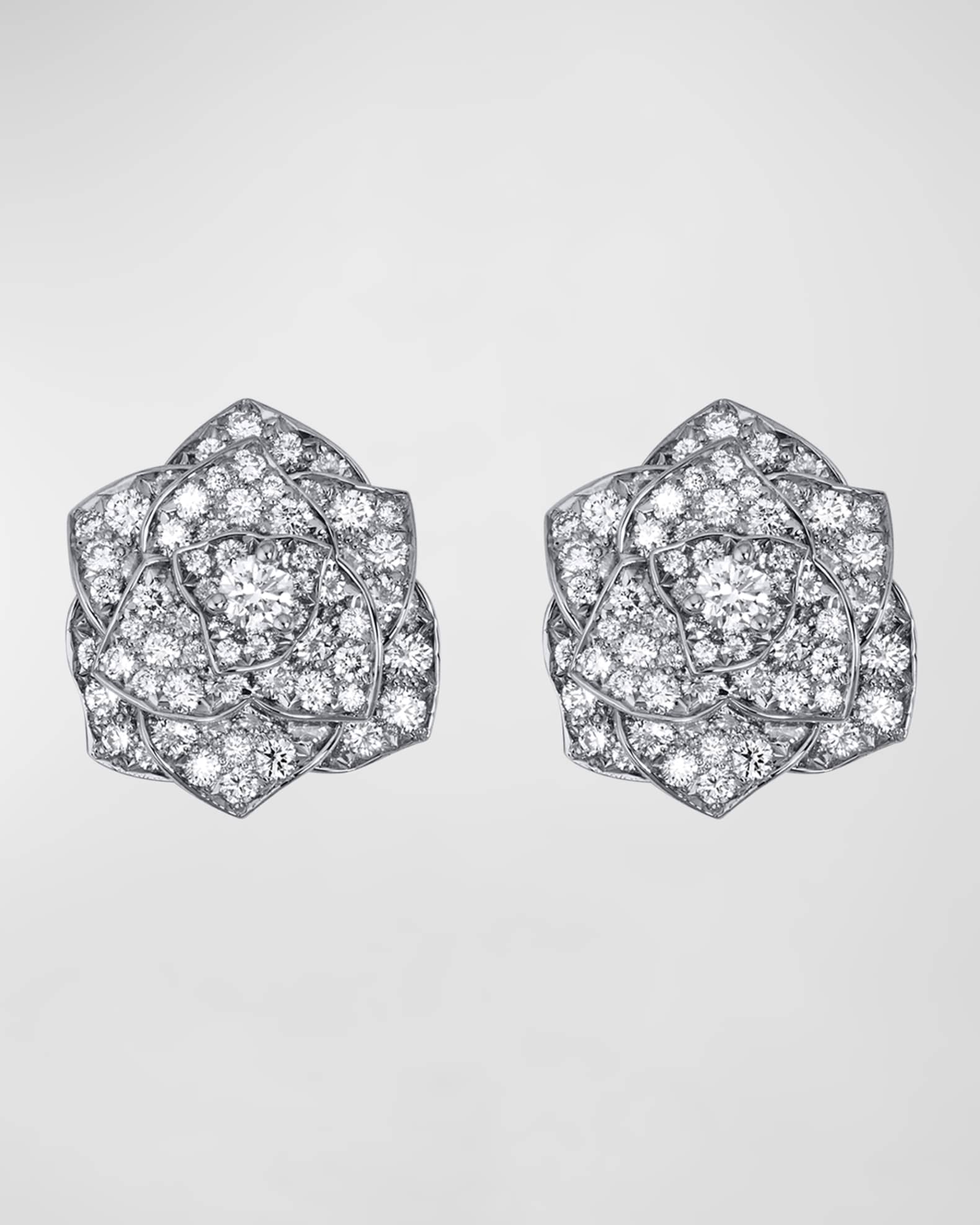 Rose 18K White Gold Diamond Earrings 0