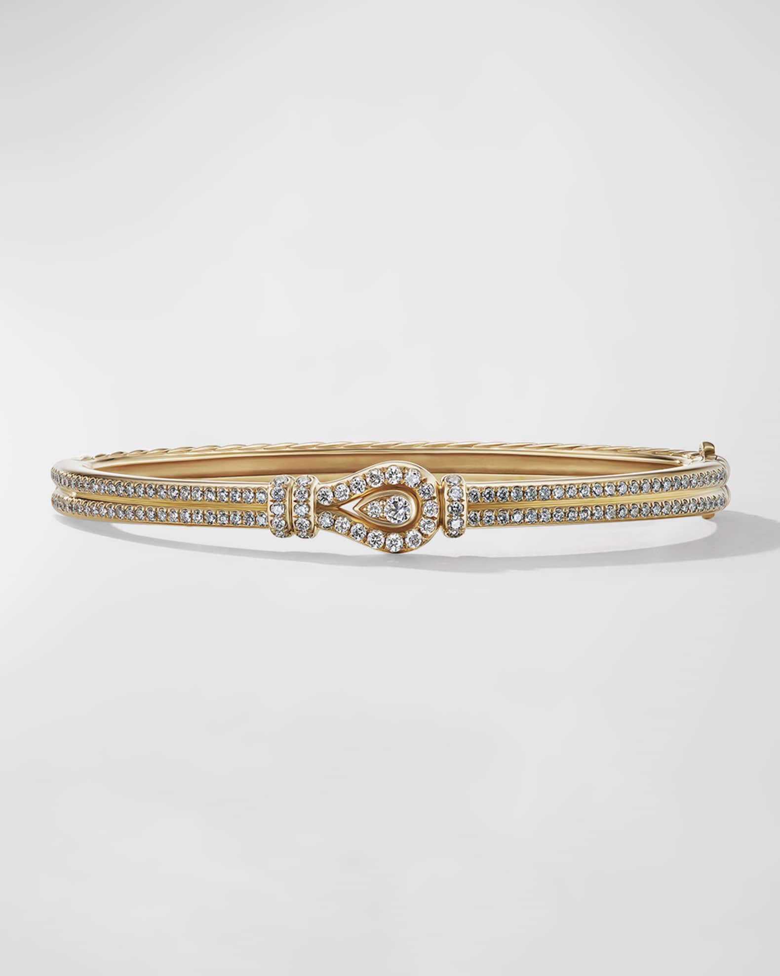 Thoroughbred Loop Bracelet with Full Pave Diamonds in 18K Gold, 4.5mm 0
