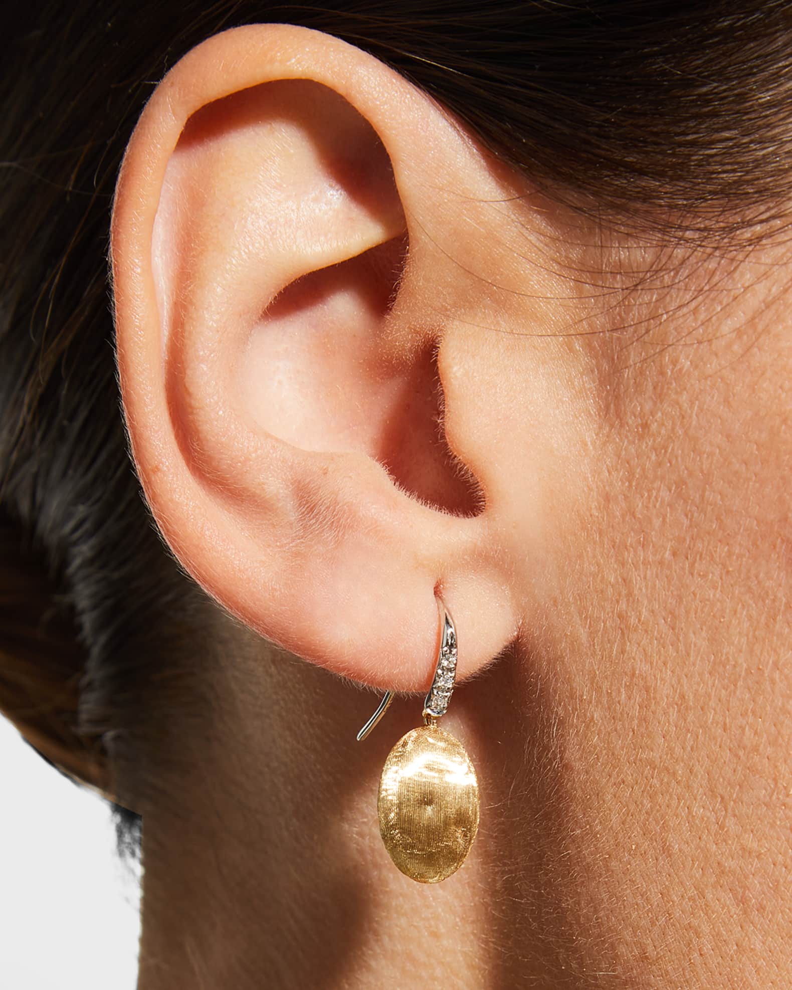 Siviglia 18K Gold Hook Earrings with Diamonds 1