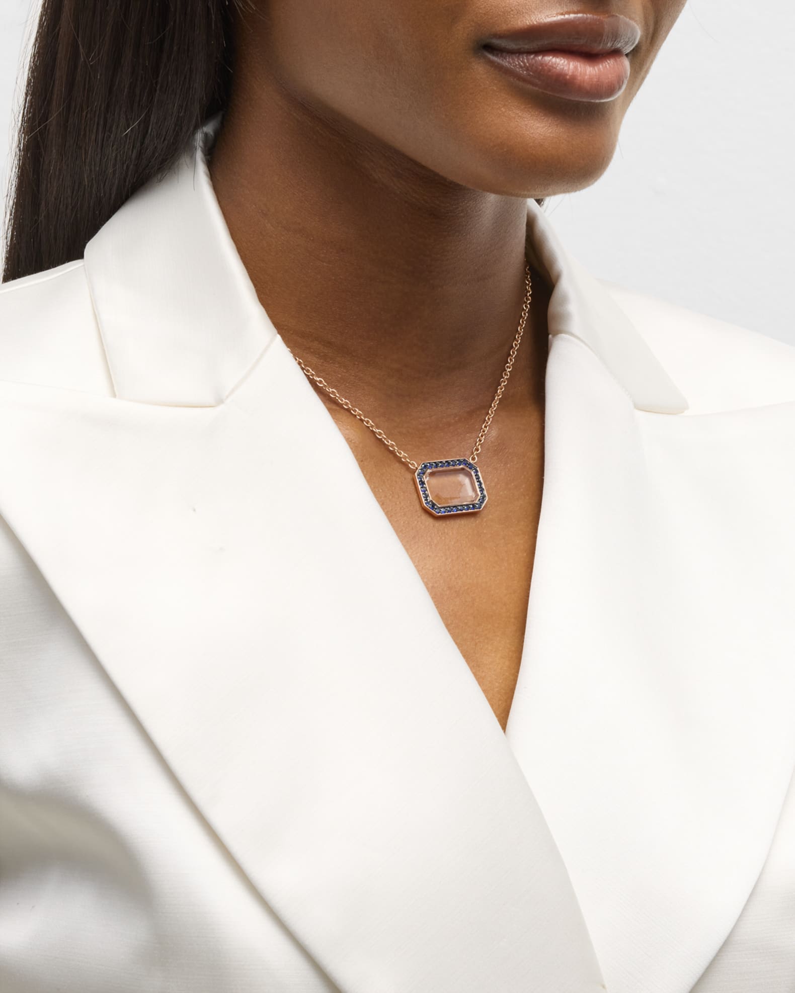 18K Rock Crystal Octagonal Pendant Necklace 1