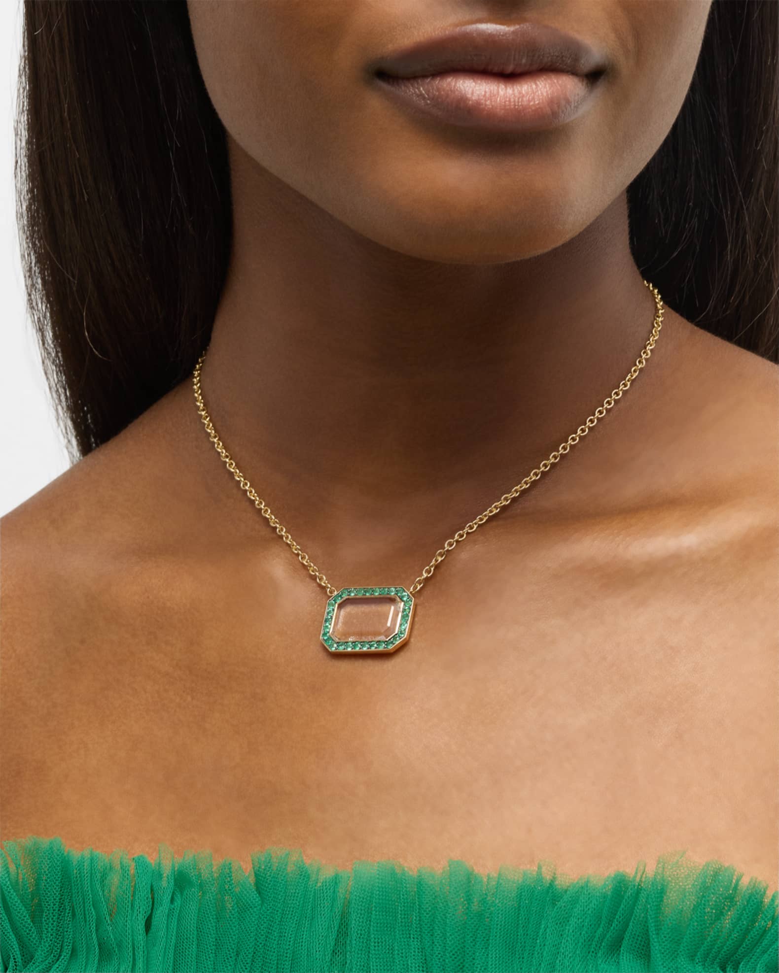 18K Rock Crystal Octagonal Pendant Necklace 1