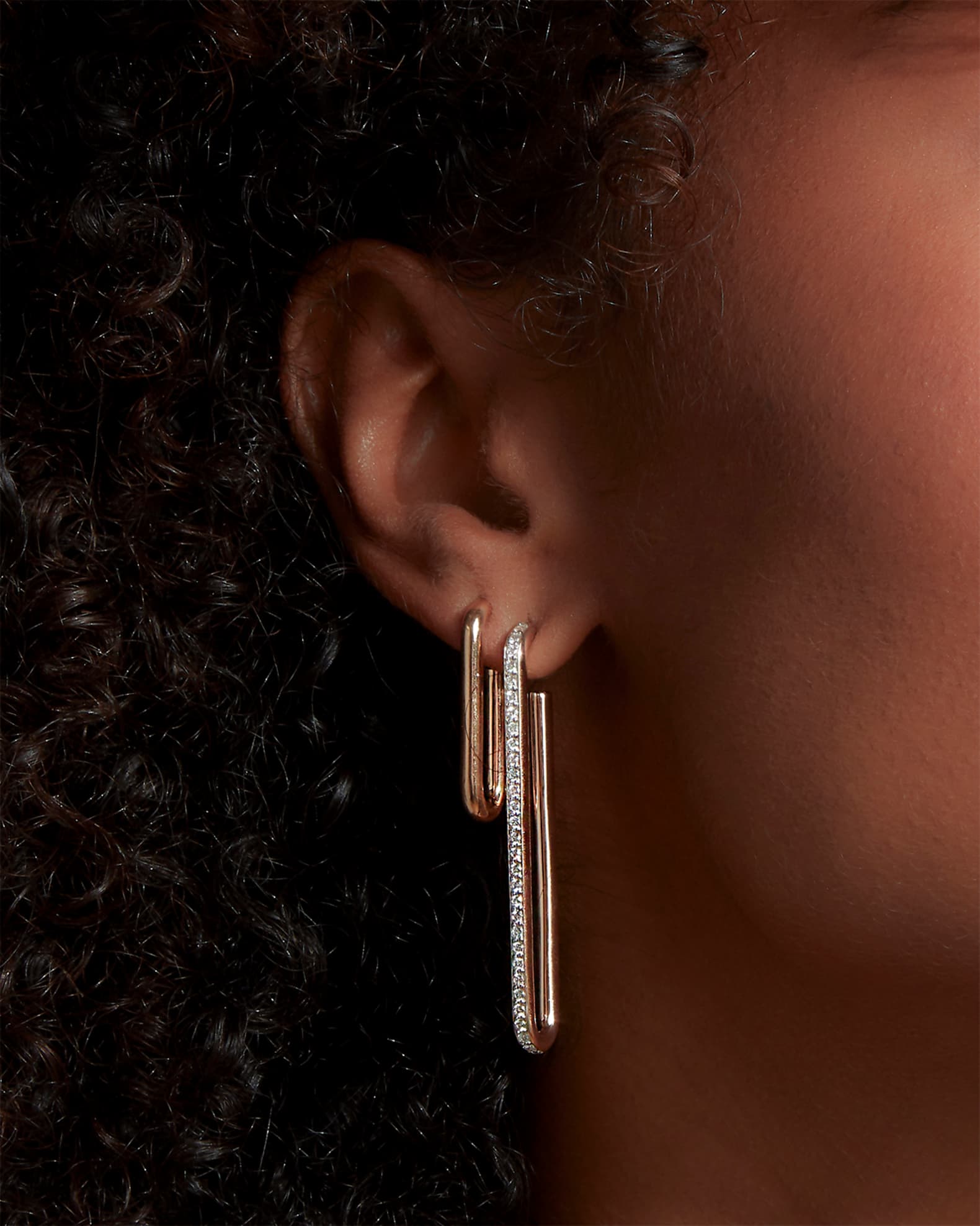 Saxon Rose Gold Plain Elongated Chain Link Earrings 1
