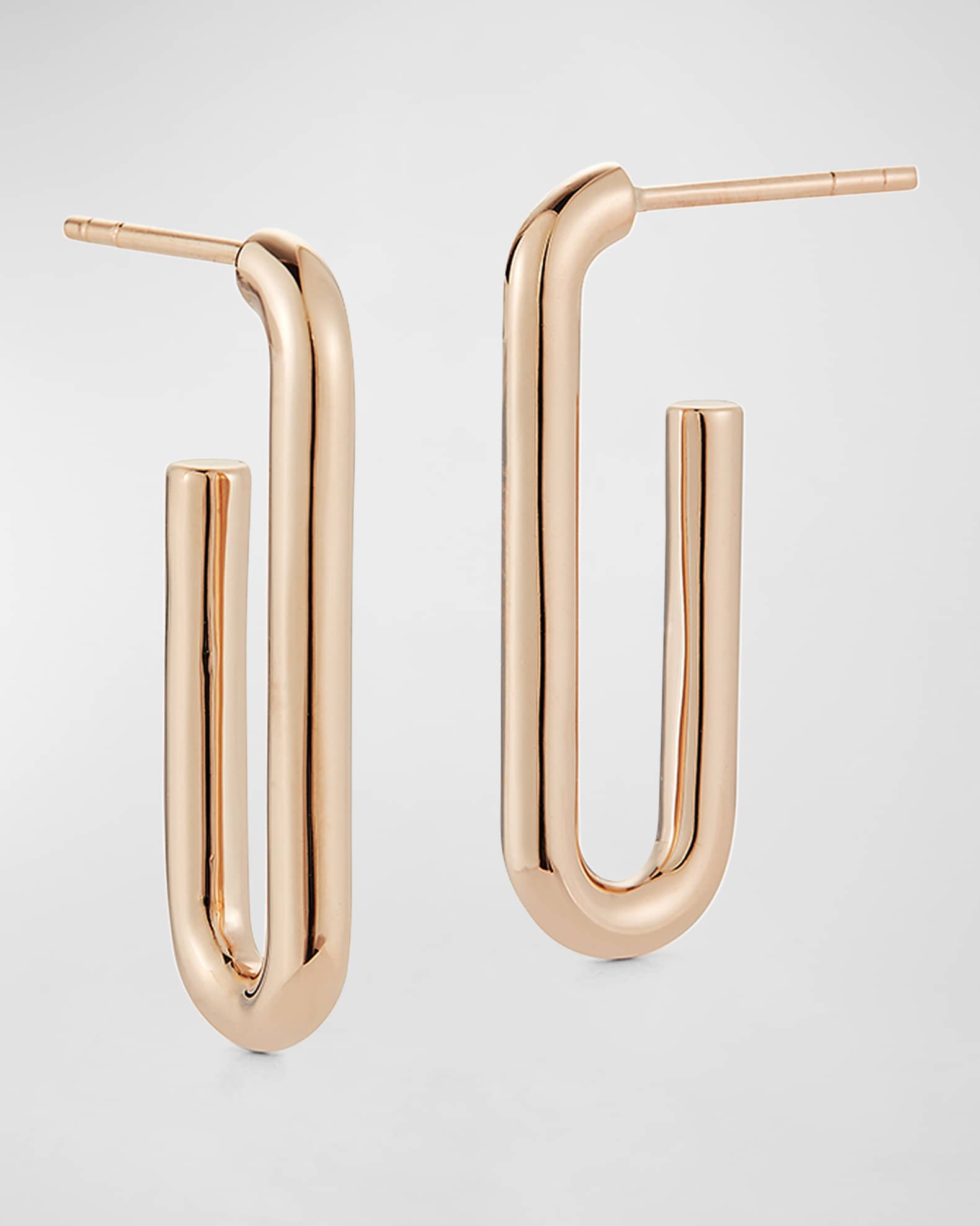Saxon Rose Gold Plain Elongated Chain Link Earrings 0