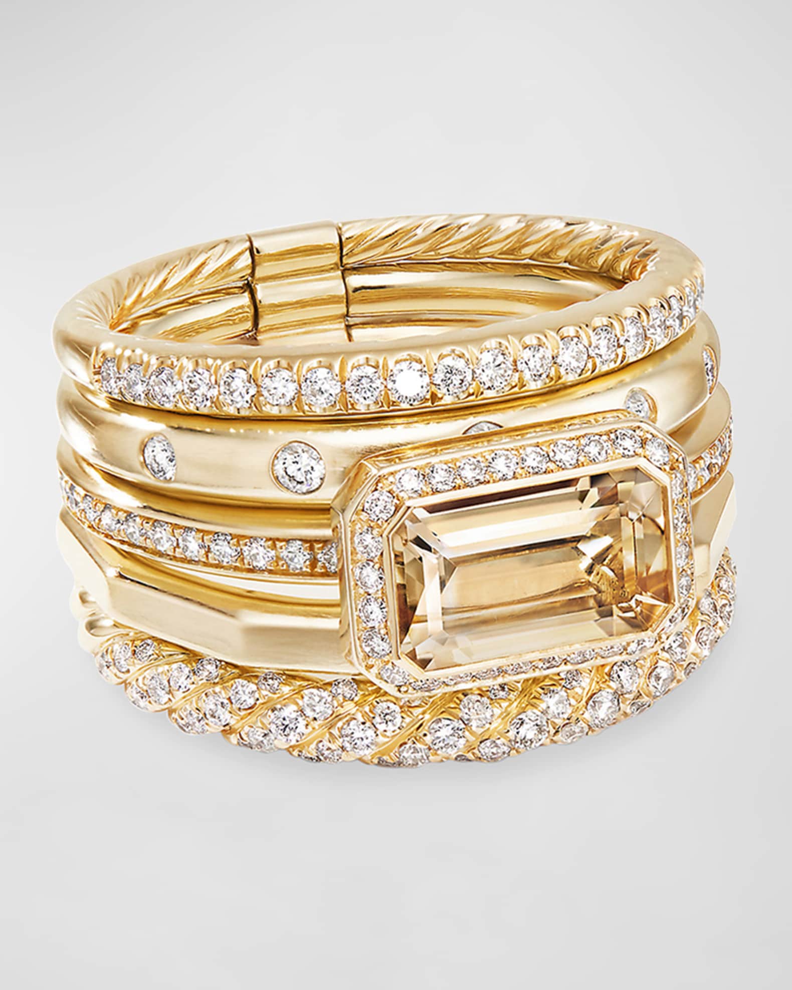Stax Fine Cable 18k Ring w/ Diamonds & Tanzanite 0