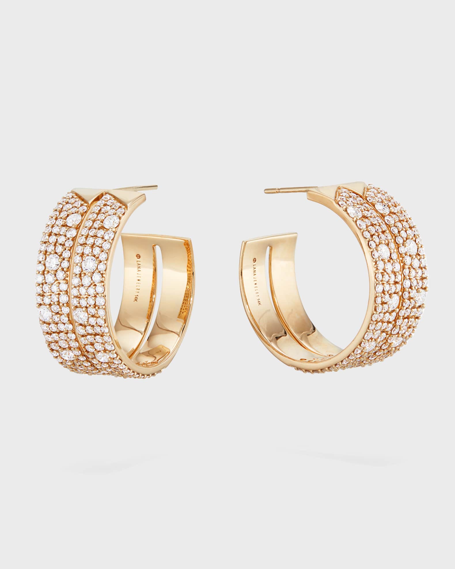 LANA 14k Mega Flawless Diamond Double Vanity Hoop Earrings