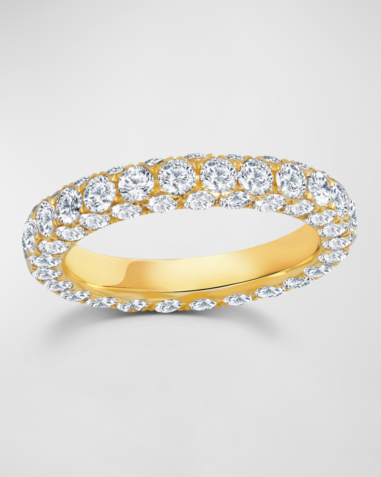 18k Gold 3-Side Diamond Band Ring, Size 6 0