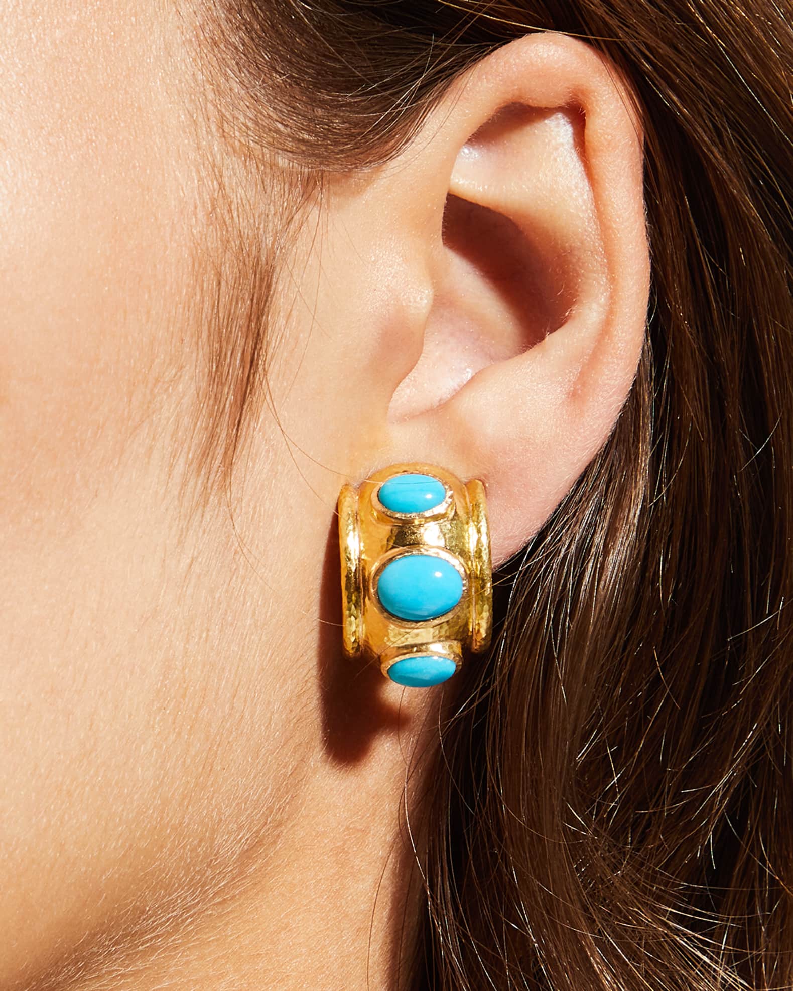 19K Turquoise Huggie Hoop Earrings 1