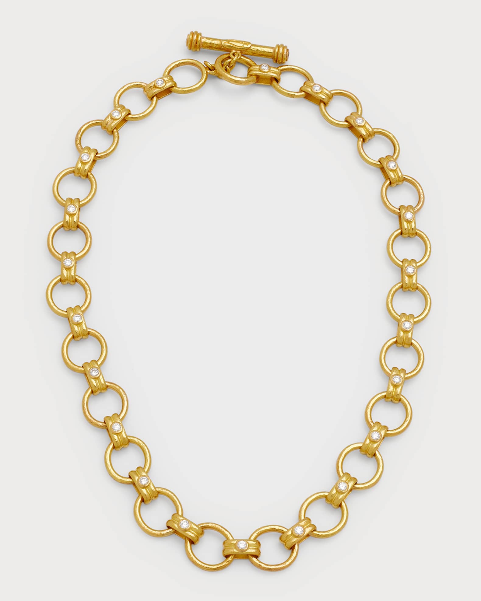 Rimini Gold 19k Link Necklace with Diamonds, 17"L 0