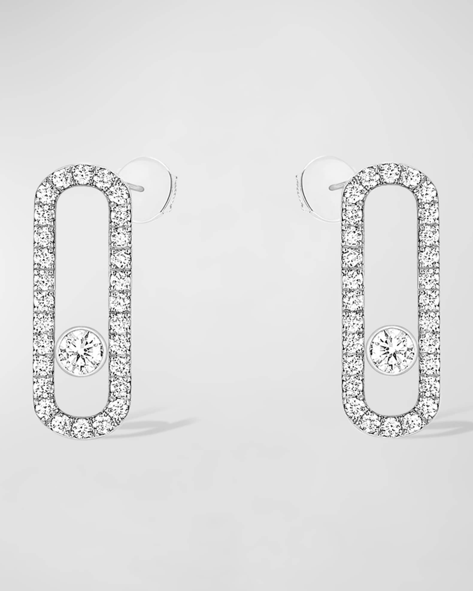 MOVE UNO 18K WHITE GOLD PAVE DIAMOND EARRINGS 0