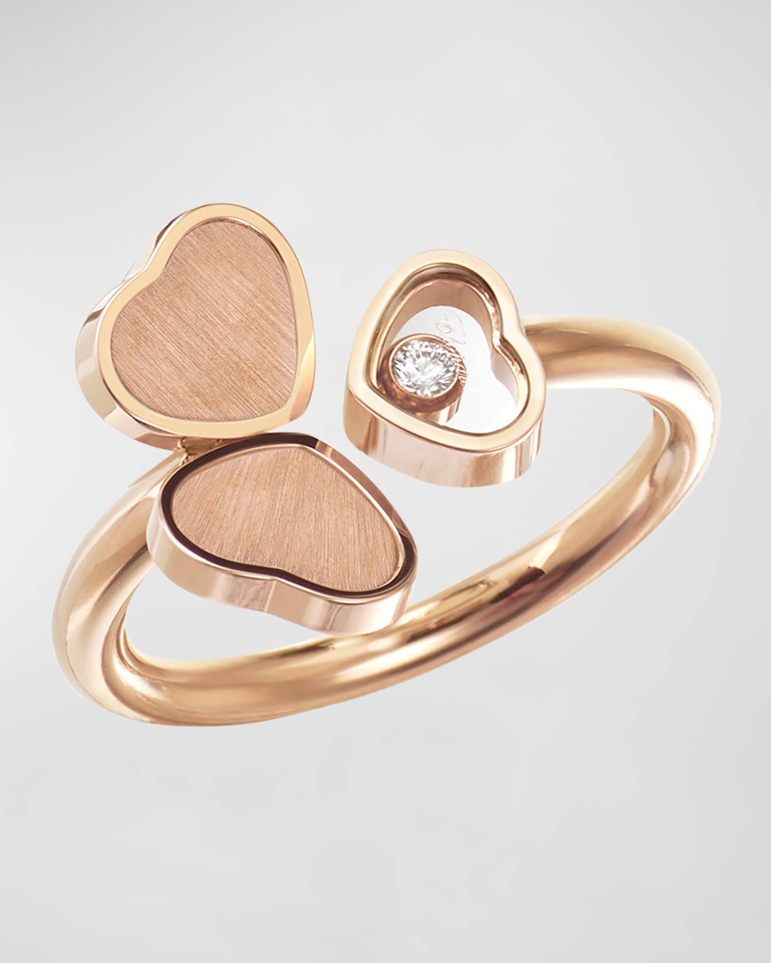 Chopard Happy Hearts 18K Rose Gold Triple Heart Diamond Ring Neiman Marcus