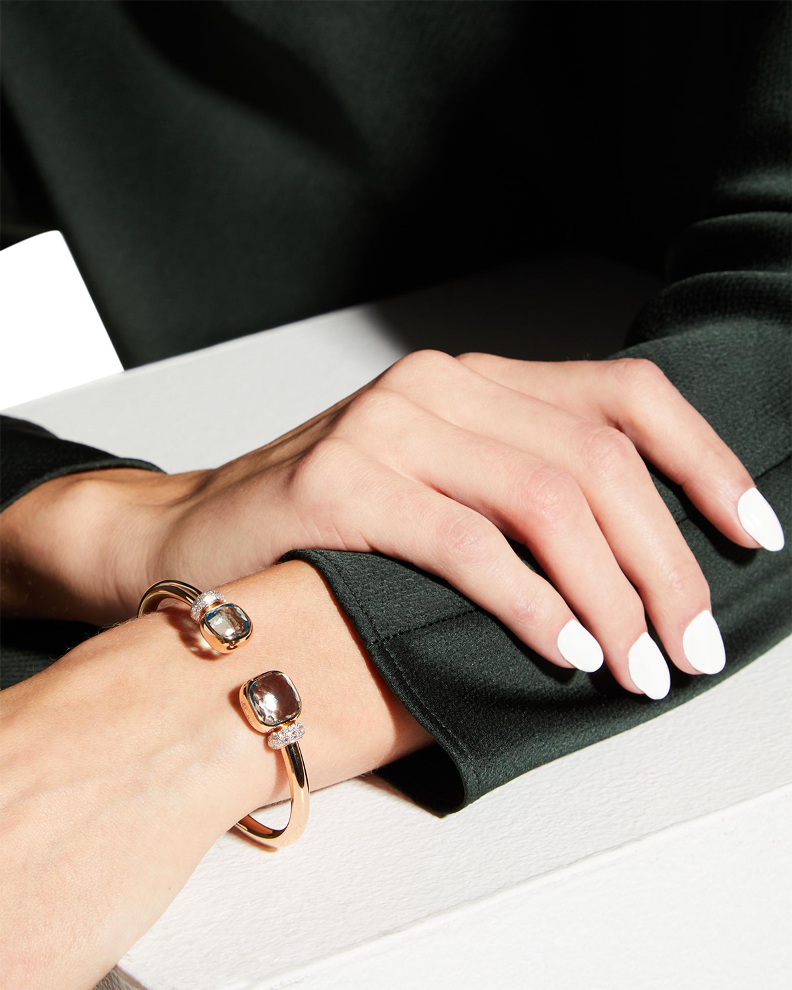 Pomellato Nudo Classic And Petit Rose Gold Bangle With Sky Blue Topaz 