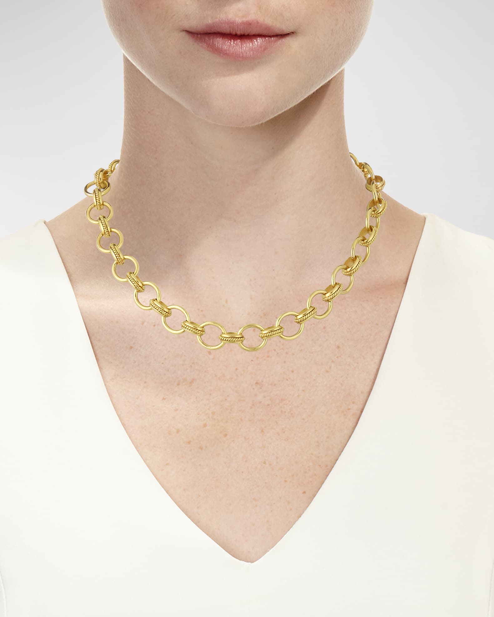 19K Gold Lampedusa Link Necklace, 17"L 1