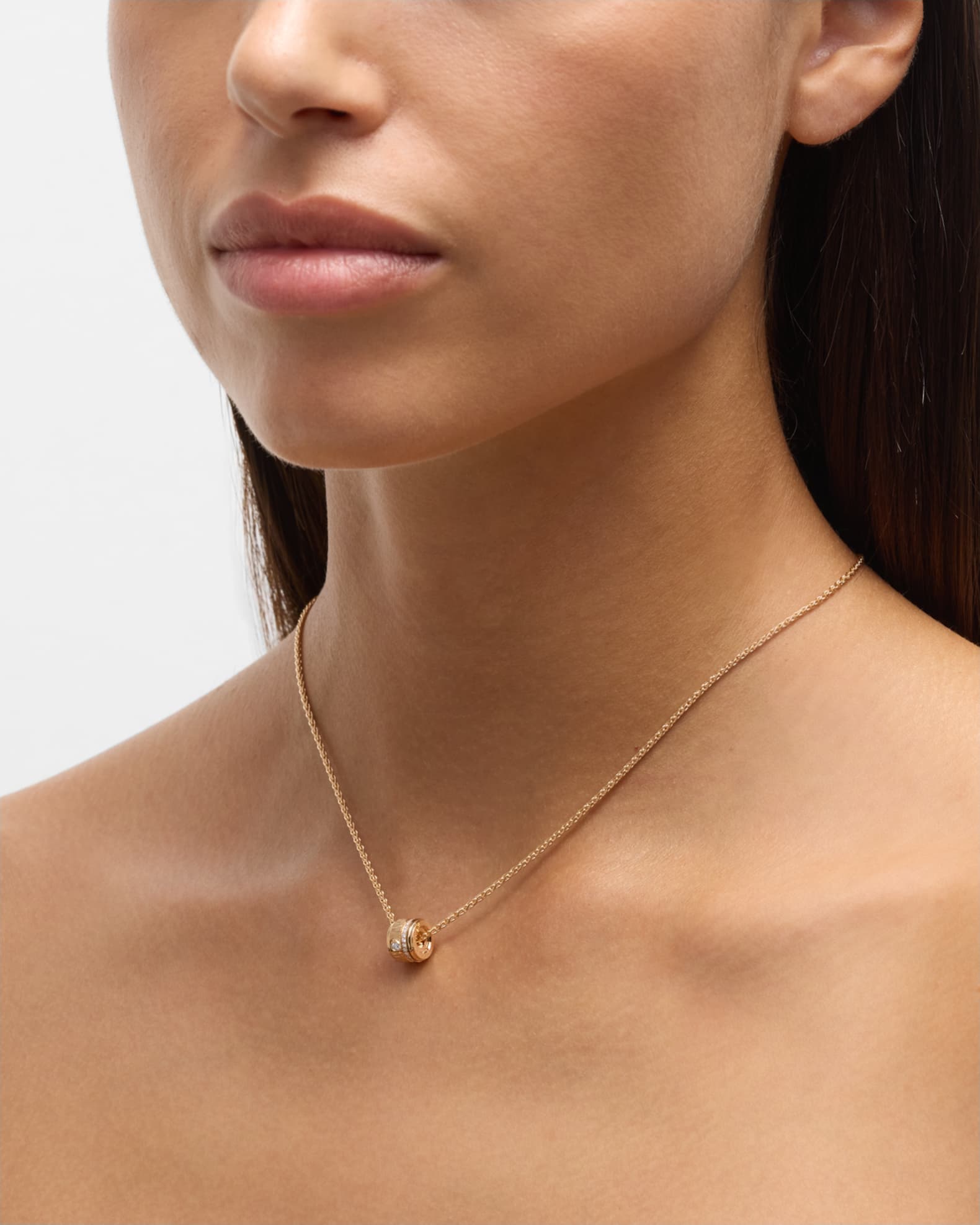18K Pink Gold Possession Decor Palace Pendant Necklace with Diamonds 1