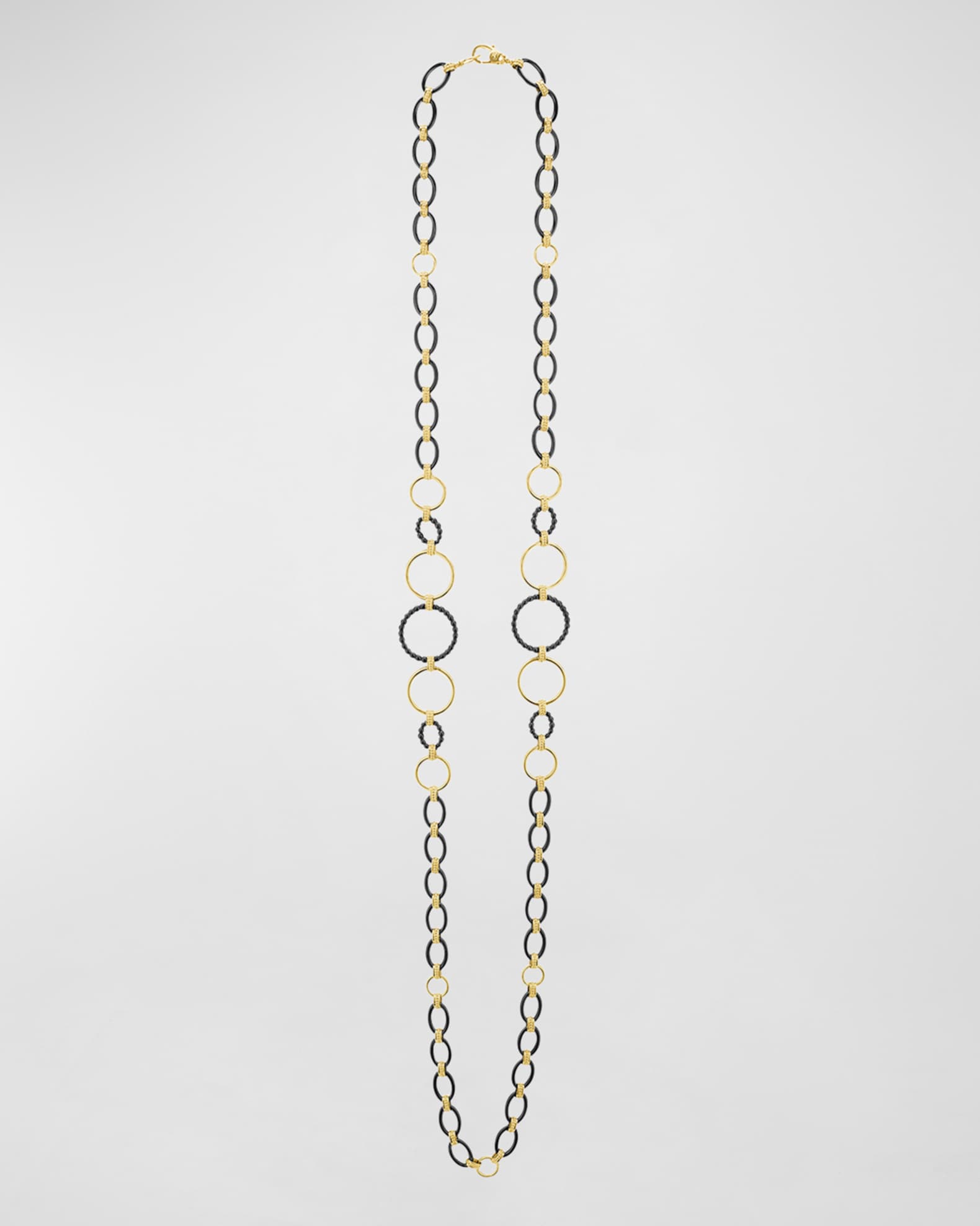 LAGOS Gold & Black Caviar 2-Station Necklace, 36"L