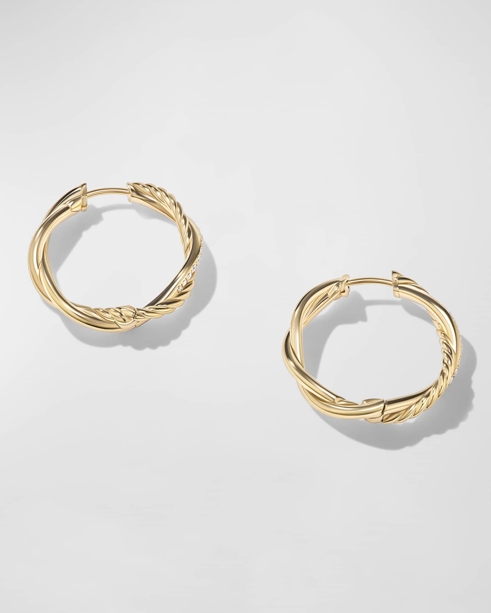 Petite Infinity Hoop Earrings with Diamonds in 18K Gold, 4mm, 0.68"L 1