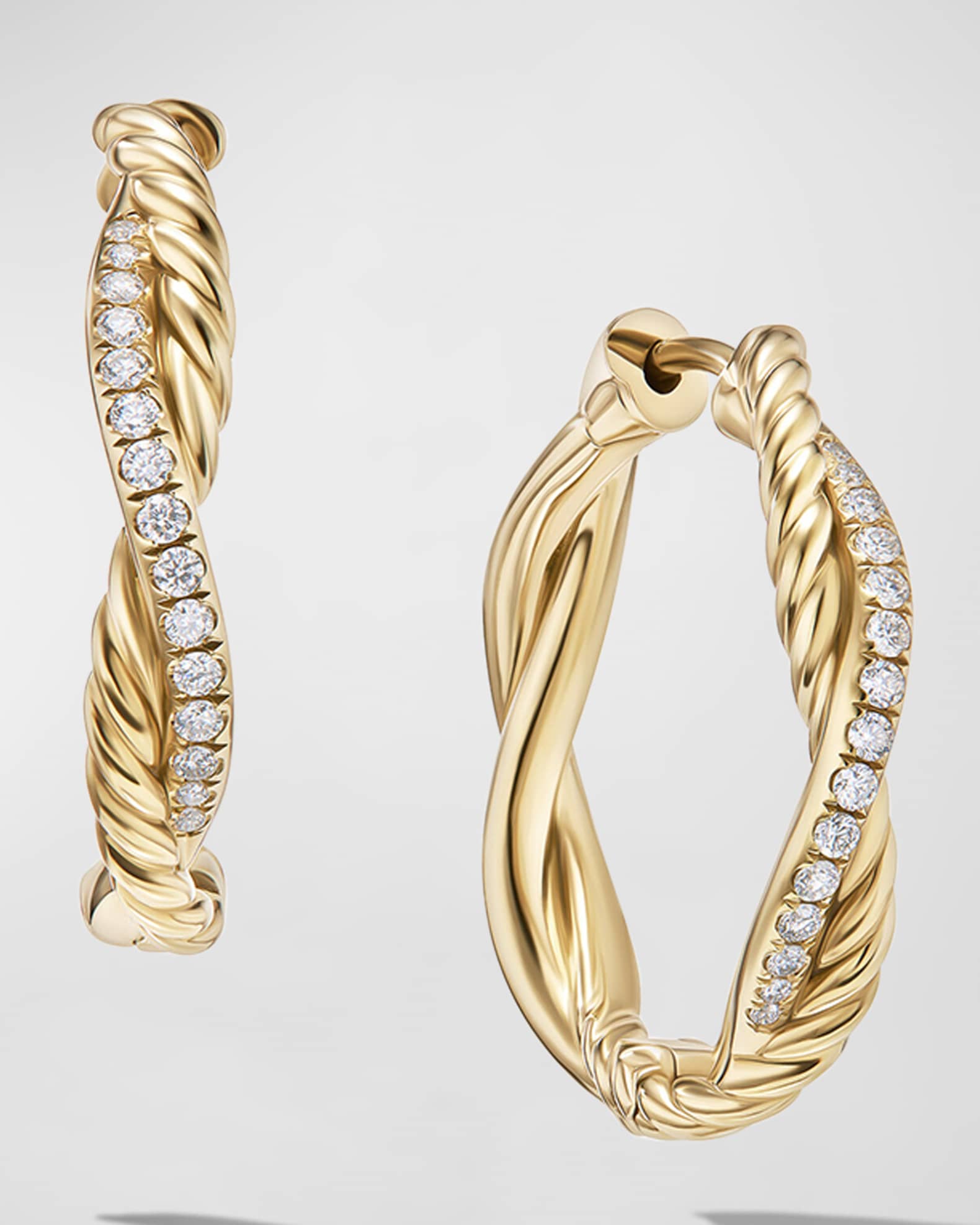 Petite Infinity Hoop Earrings with Diamonds in 18K Gold, 4mm, 0.68"L 0