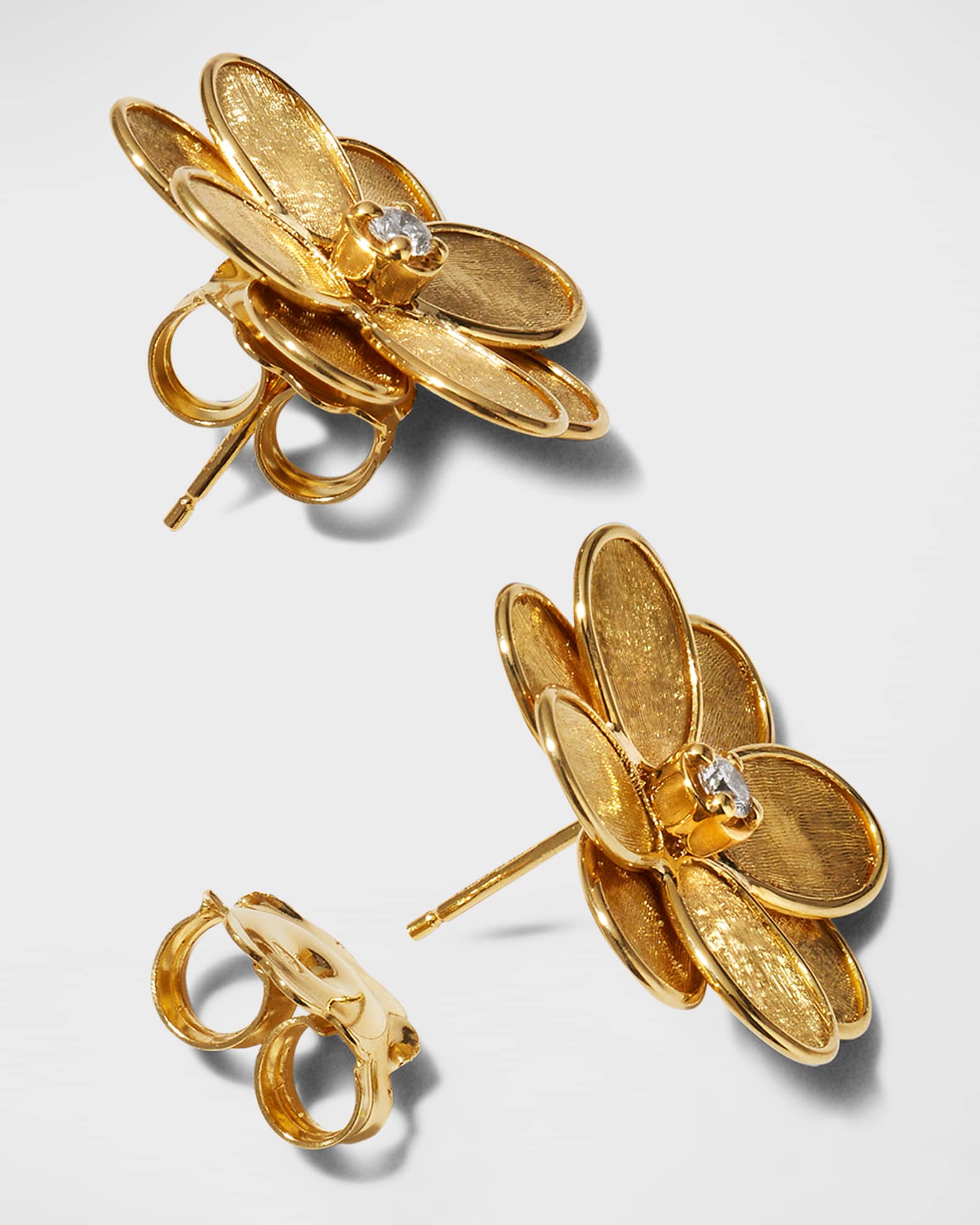 Petali 18K Flower Stud Earrings with Diamonds 1