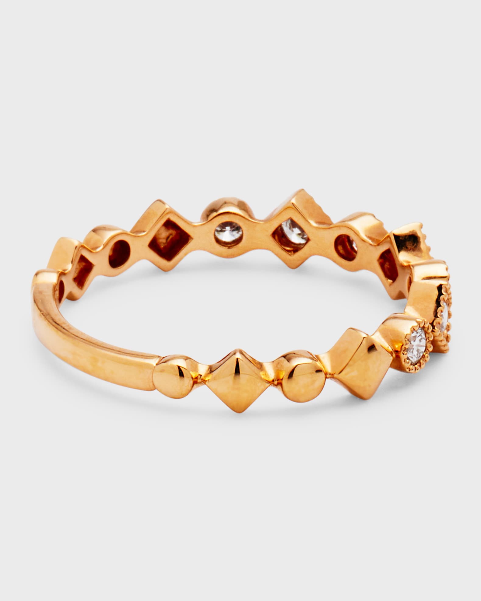 Memoire Stackables 18k Yellow Gold Diamond Round & Square Ring, Size 6. ...