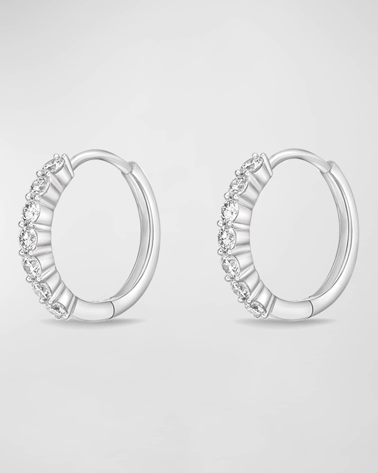 18k White Gold Tiny Diamond Huggie Hoop Earrings, 0.51tcw 1