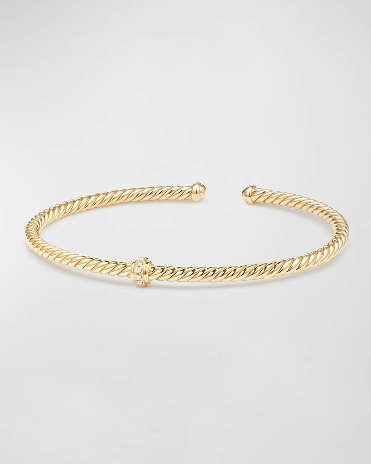 Cablespira 18k Gold Flex Bracelet with Diamond Center Station 0