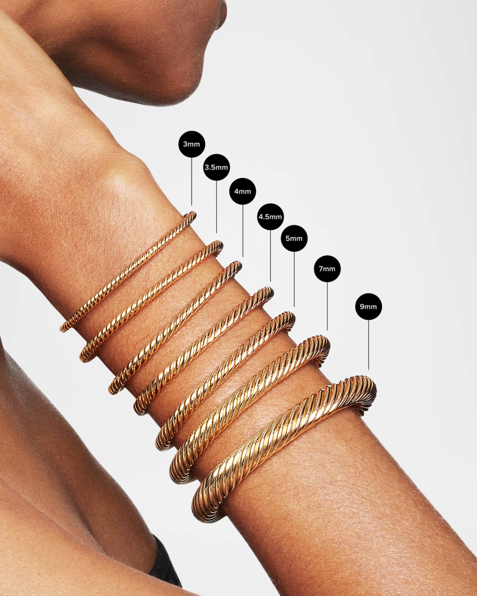David Yurman 3.5mm Cable Buckle Bracelet in 18K Gold