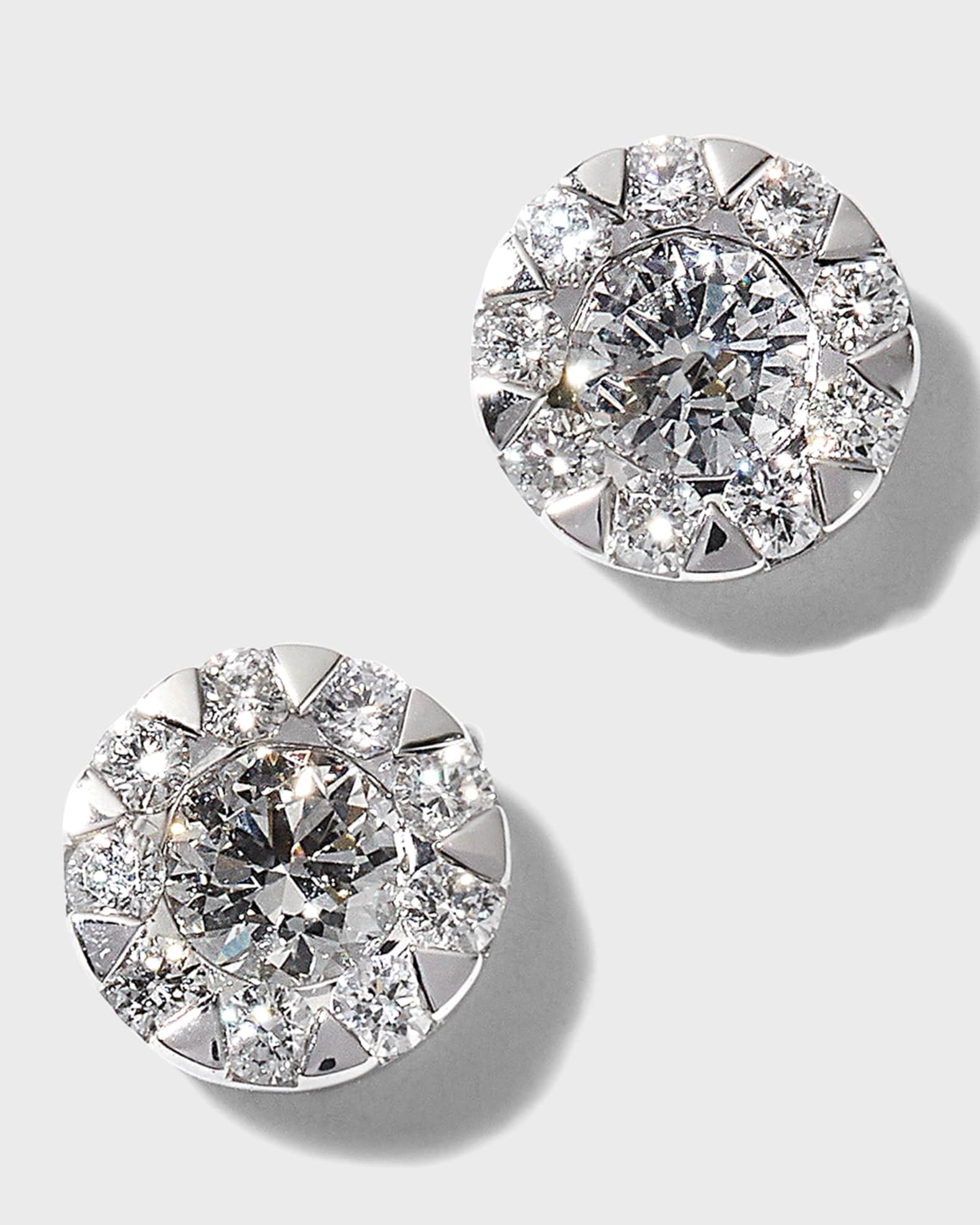 18k White Gold Diamond Bouquet Stud Earrings, 0.65tcw 0