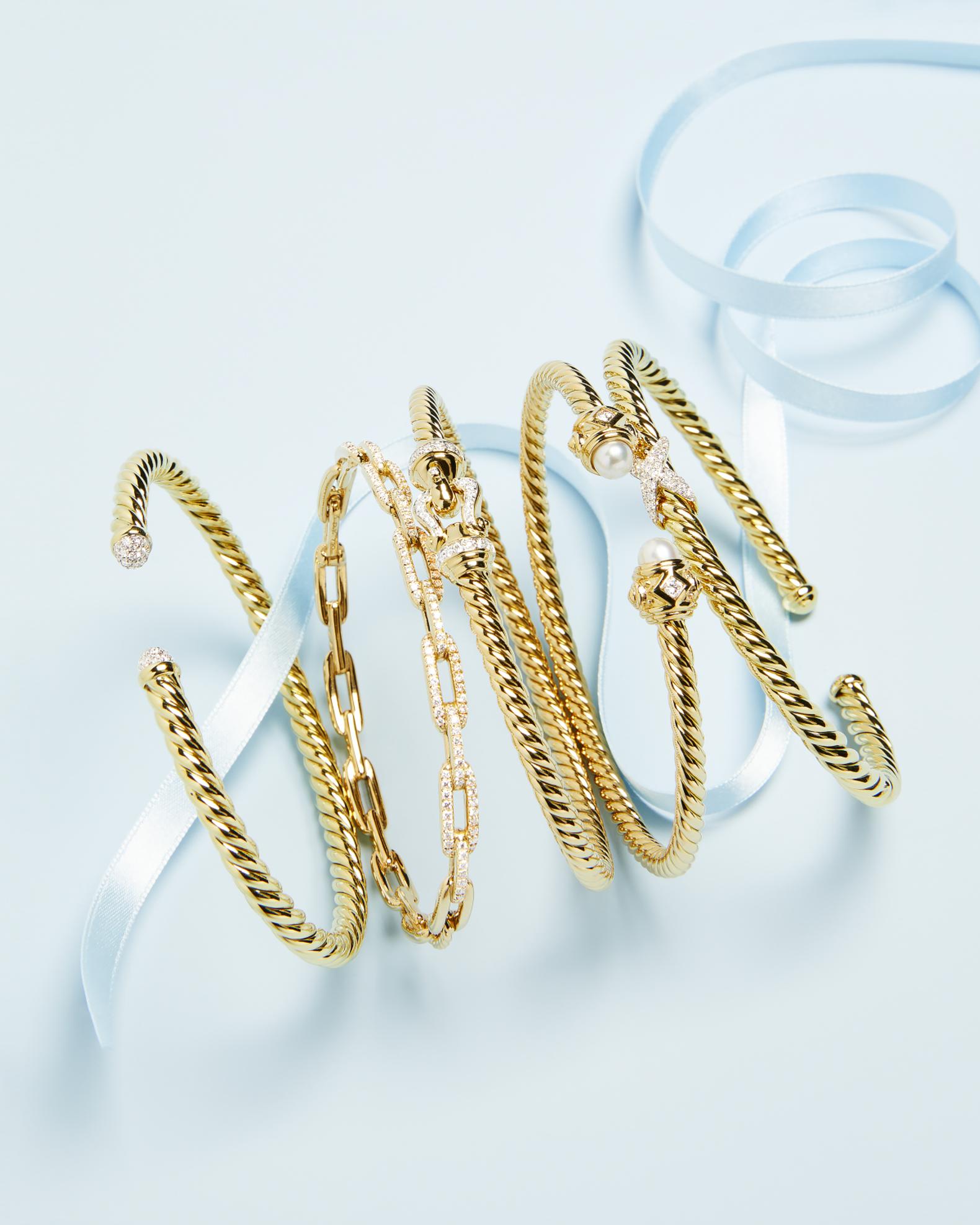 David Yurman 4mm Cable Flex Bracelet in 18K Gold | Neiman Marcus