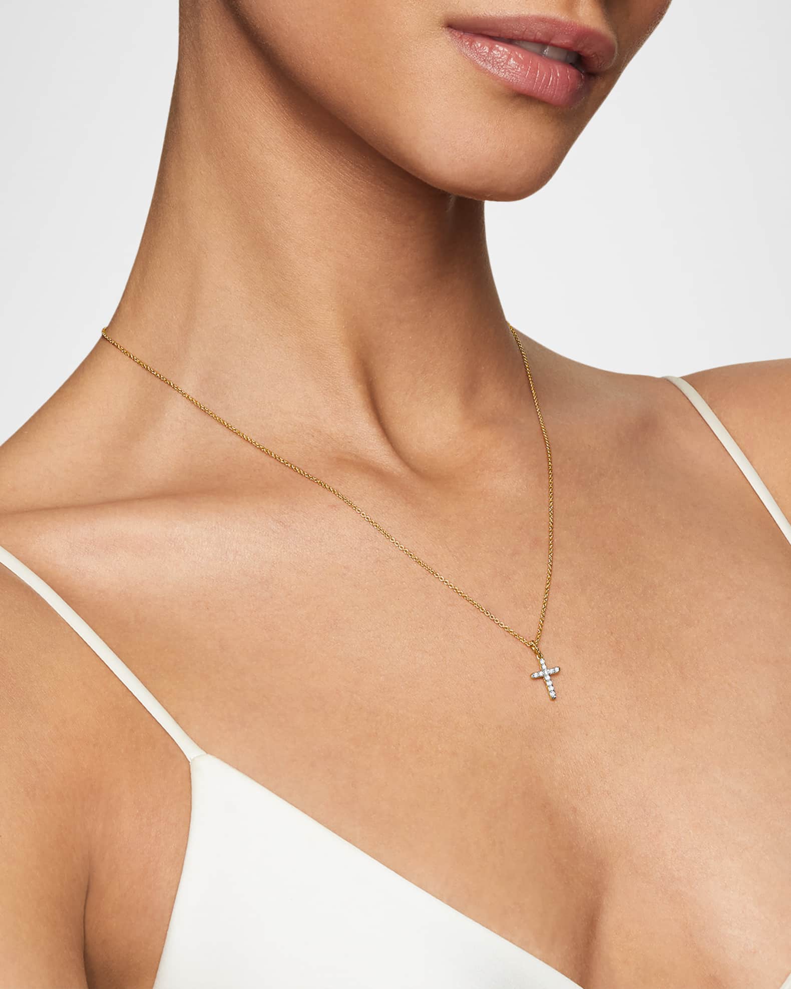 Cable Collectibles Cross Necklace with Diamonds in Gold on Chain 1
