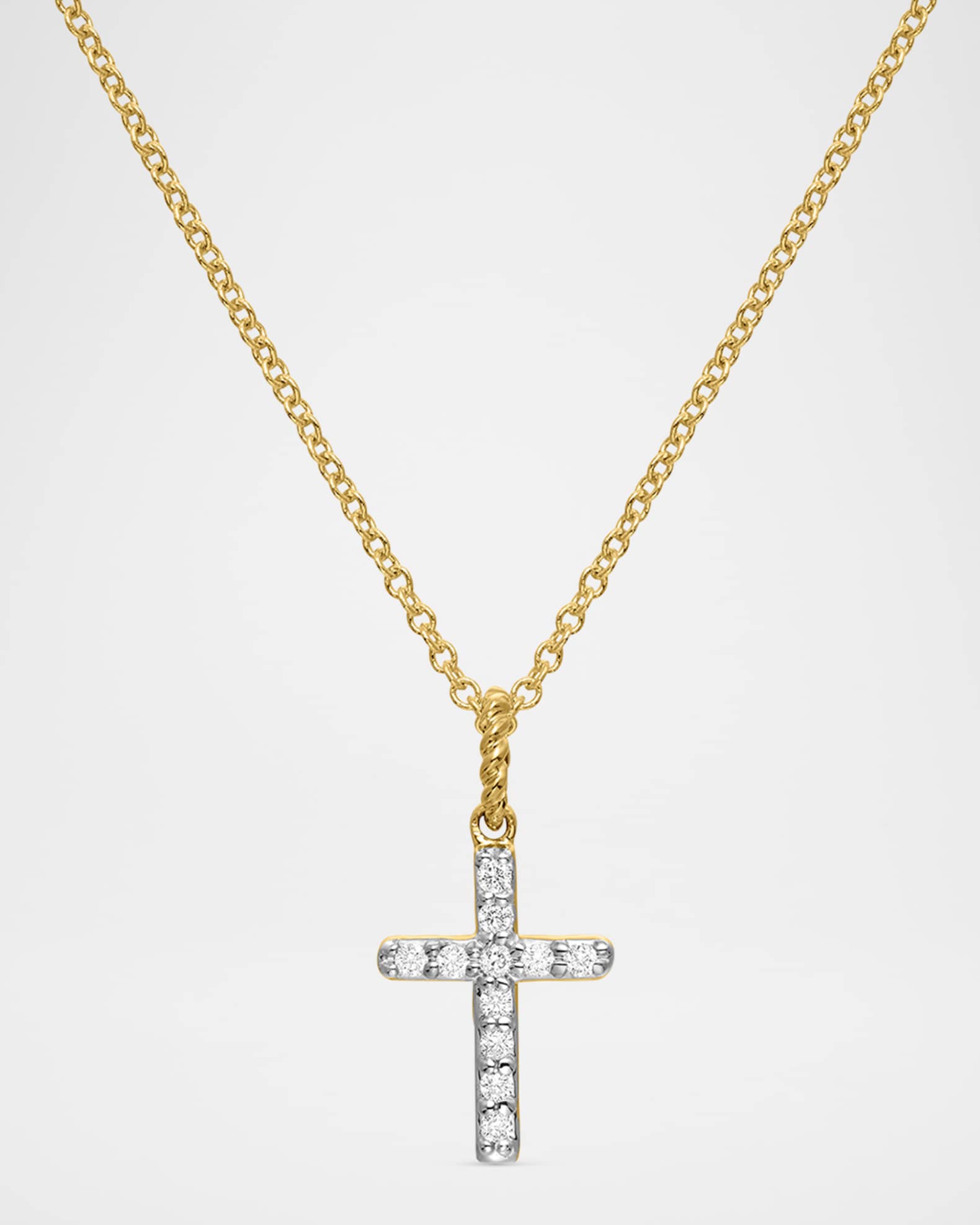 Cable Collectibles Cross Necklace with Diamonds in Gold on Chain 0