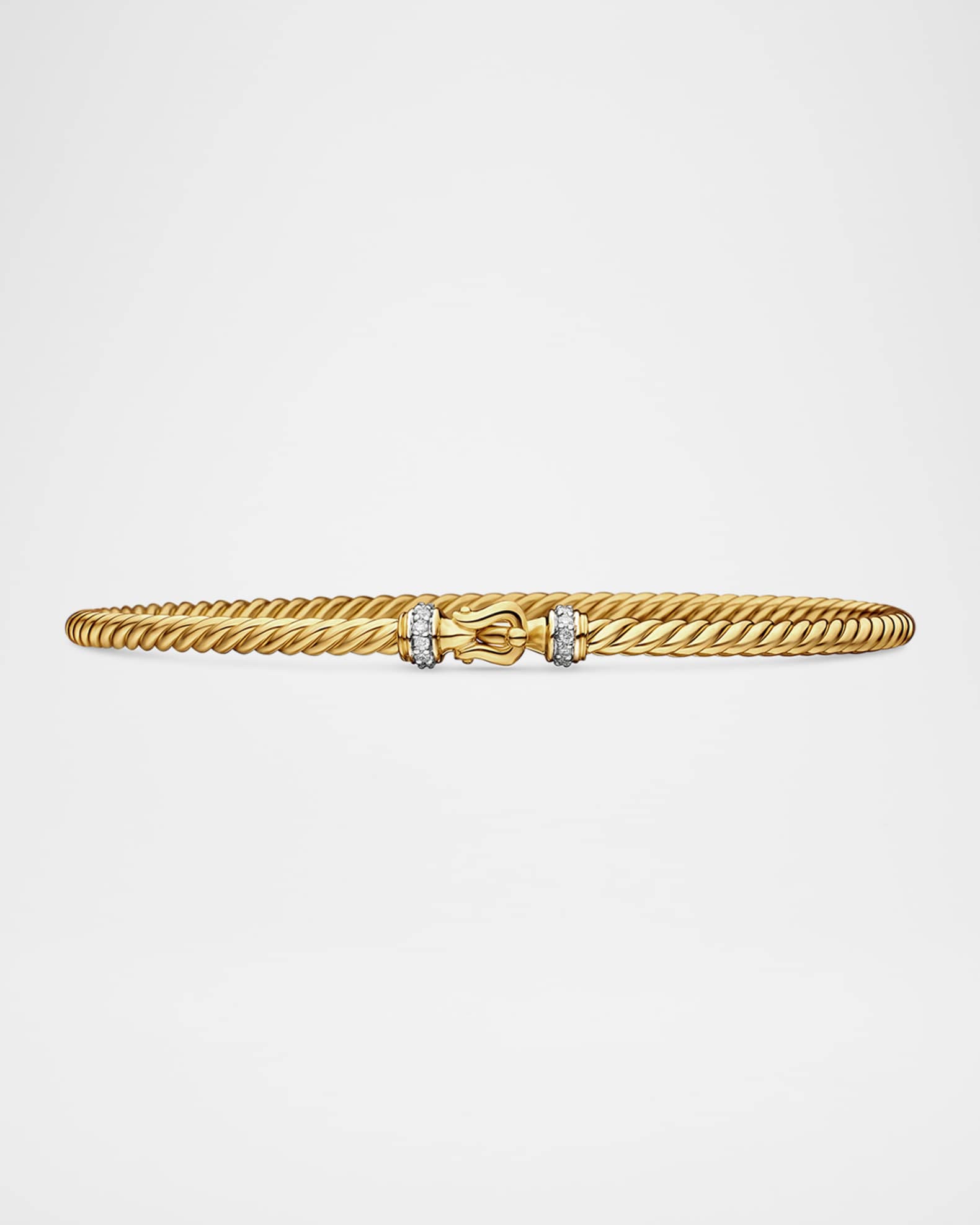 Cable Buckle Bracelet with Diamonds and 18K Gold, 2.6mm 0