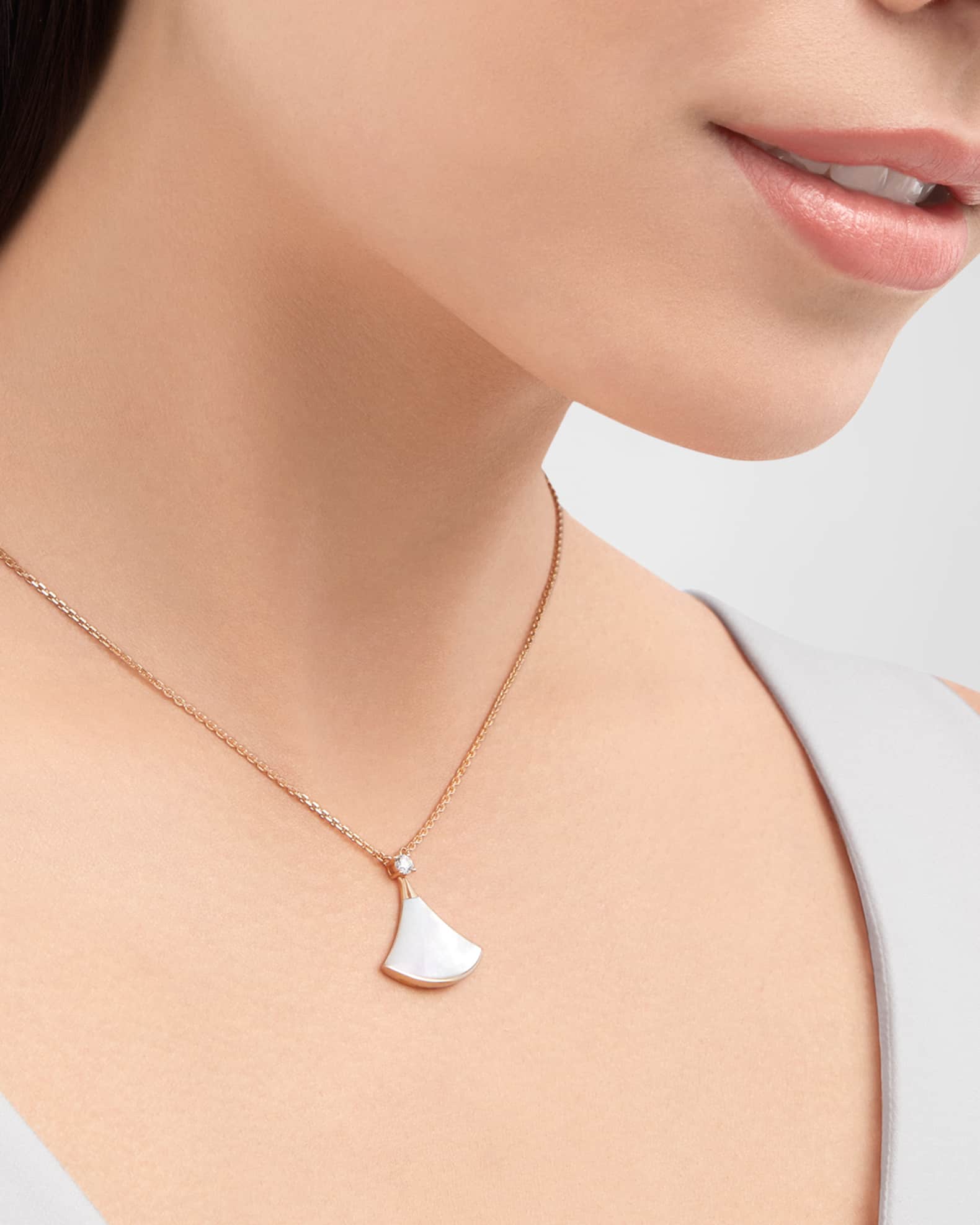 BVLGARI Divas Dream Rose Gold Pendant Necklace with Mother of Pearl Neiman Marcus